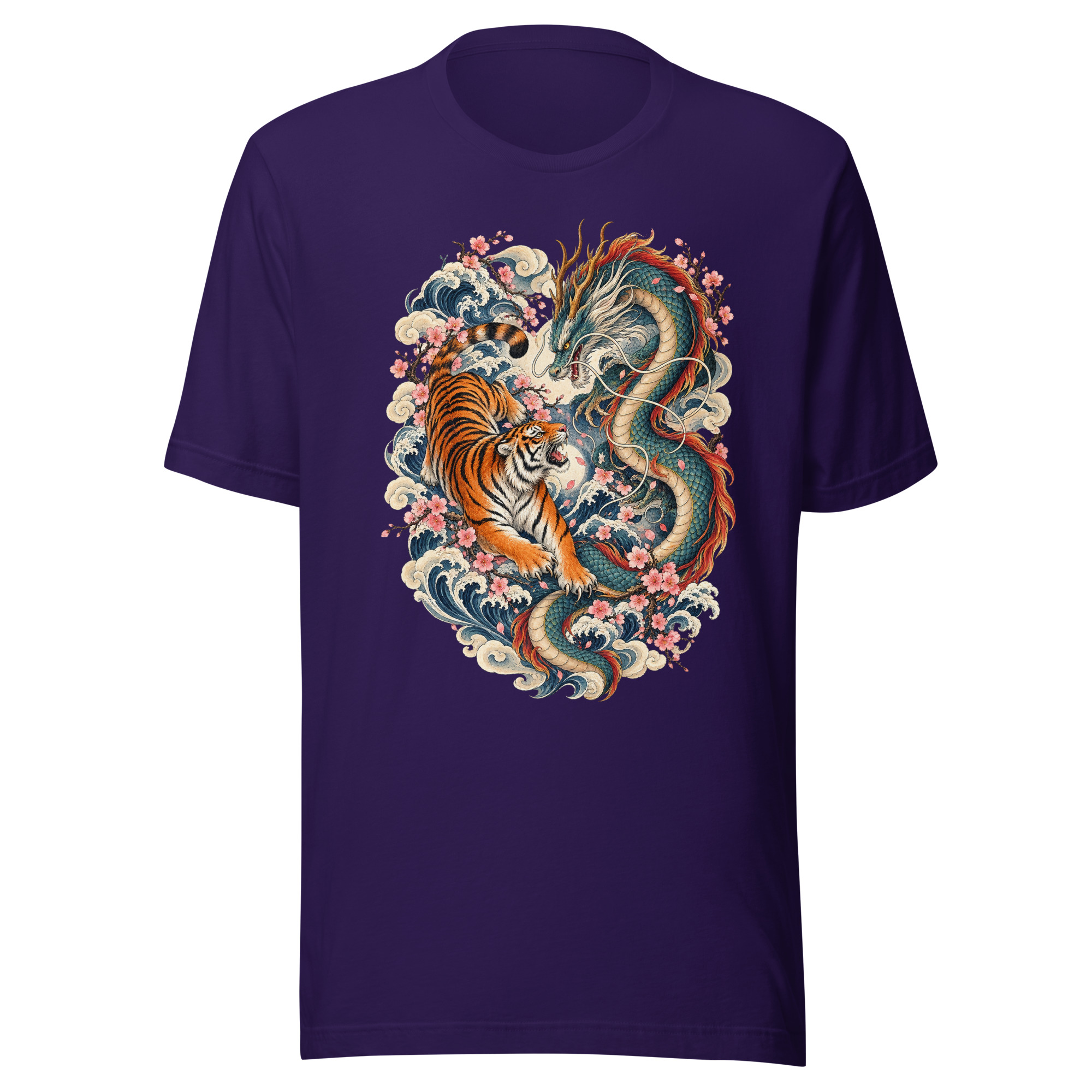 Japanese Tiger Dragon Sakura Mythology T-Shirt - Image 5
