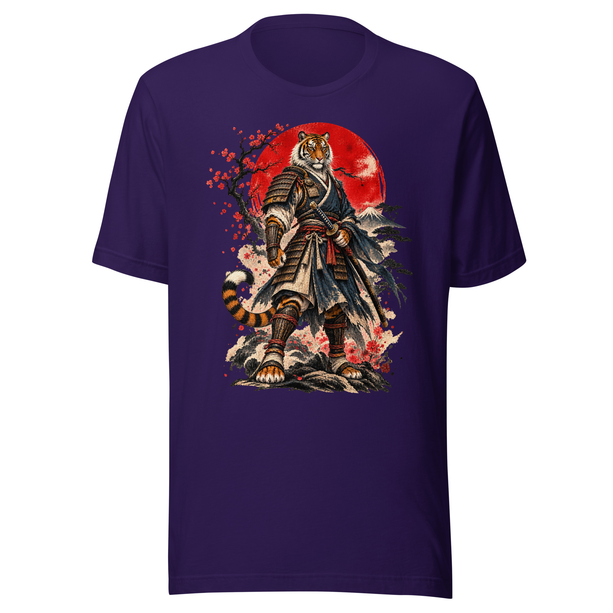 Samurai Tiger Red Sun Japanese Warrior Art T-Shirt - Image 5