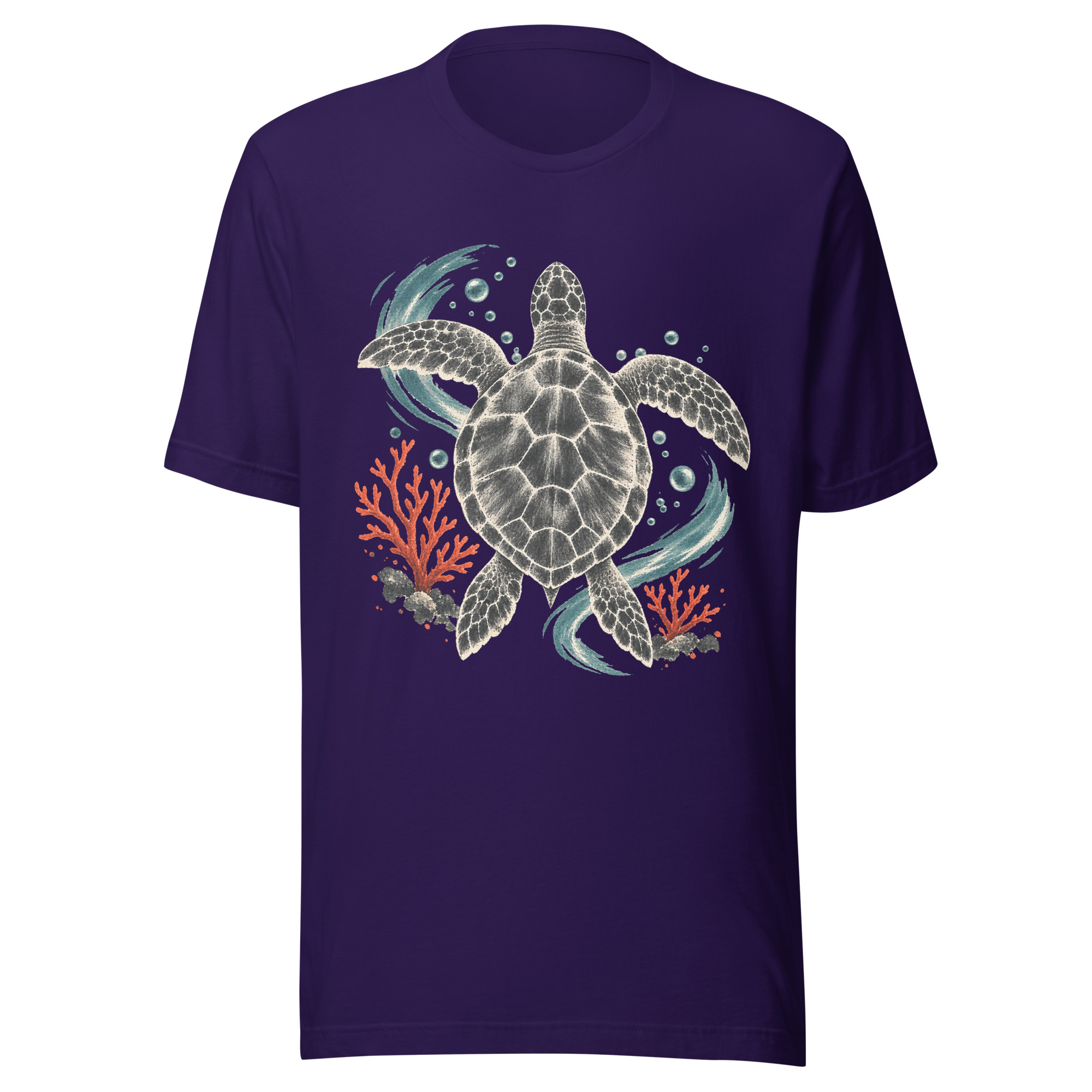 Gyotaku Sea Turtle Coral Japanese Print Art, Japanese Art Tee, Mythology Gift - Image 99