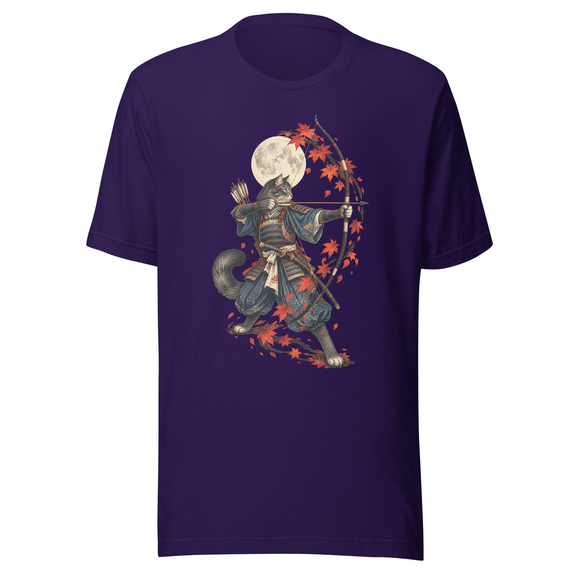 Samurai Cat Archer Maple Moon Japanese Art, Japanese Art Tee, Mythology Gift - Image 99