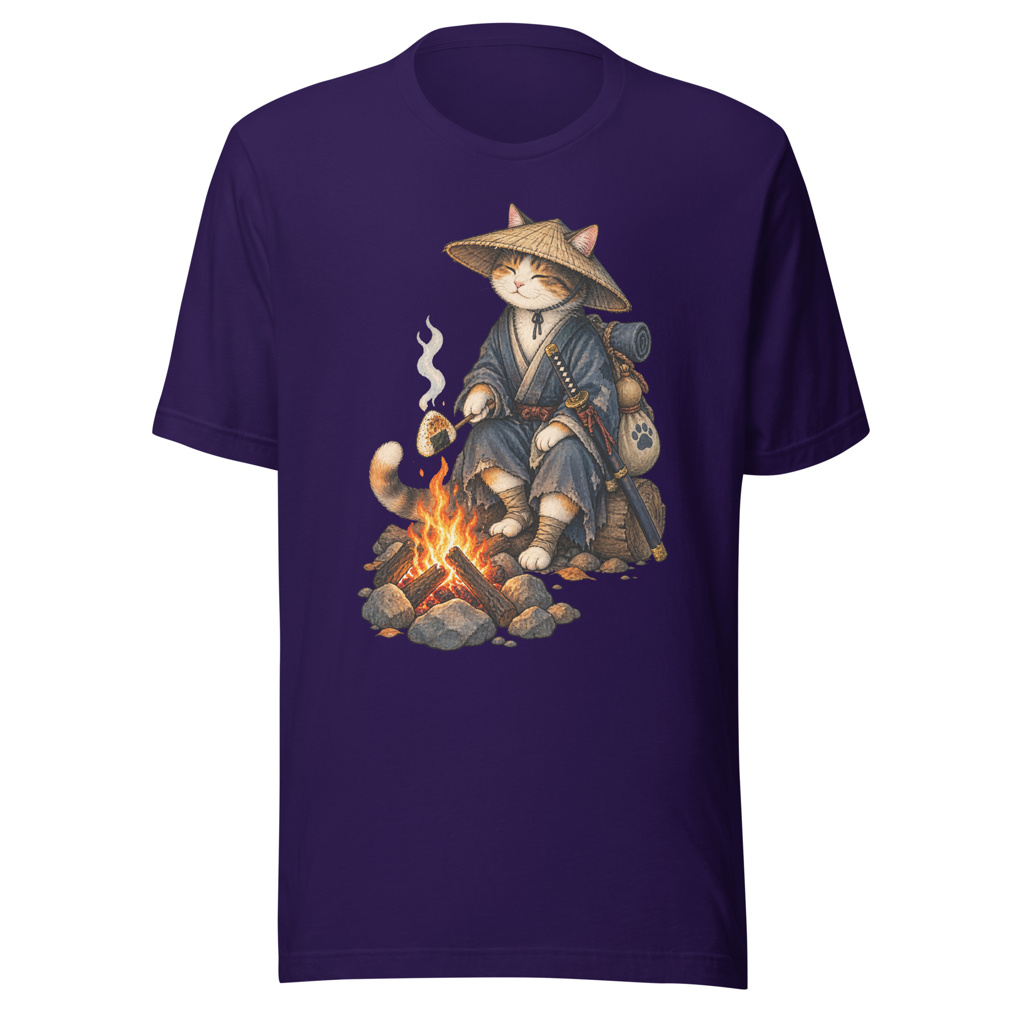 Samurai Cat Onigiri Campfire Japanese Art, Japanese Art Tee, Mythology Gift - Image 99