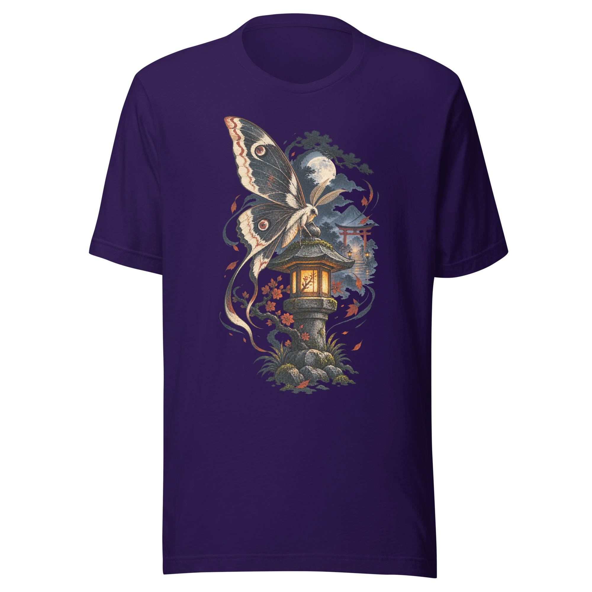 Japanese Moth Lantern Shrine Night Yokai Art T-Shirt - Image 132