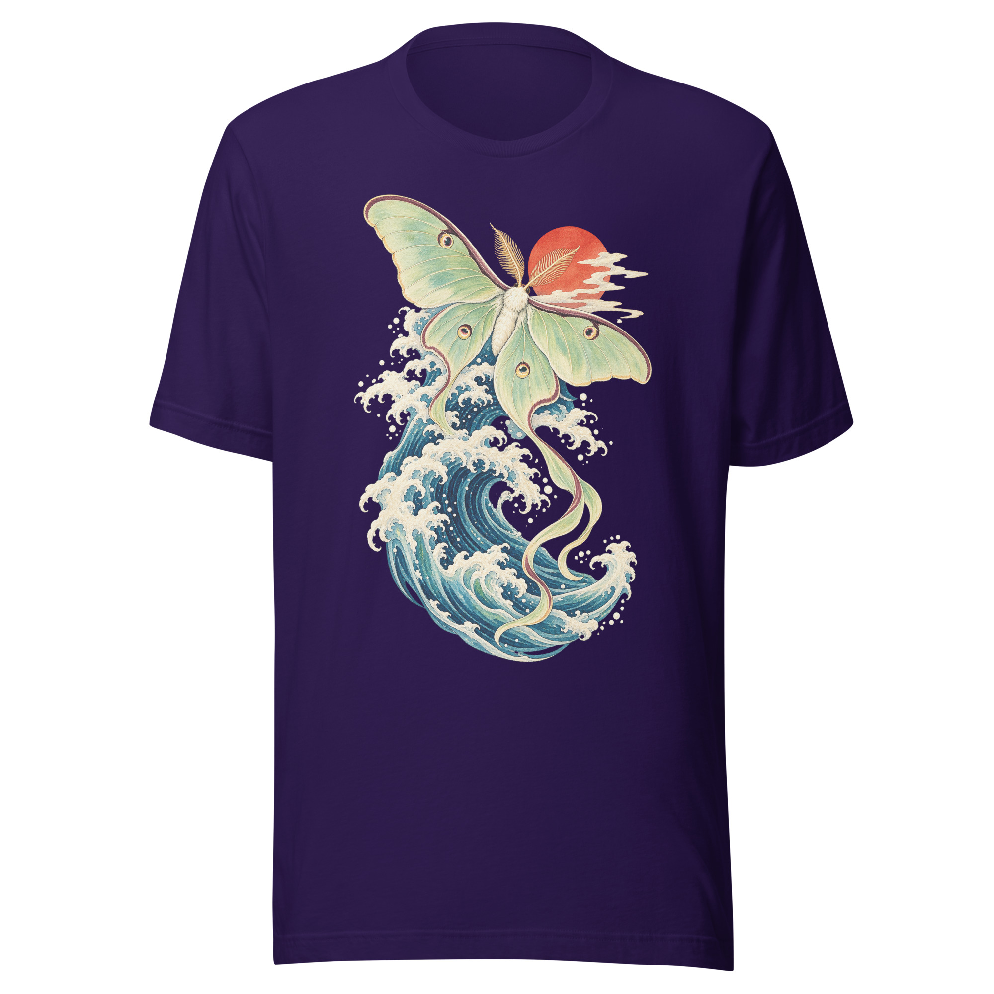 Luna Moth Great Wave Japanese Ukiyo-e Art T-Shirt - Image 132