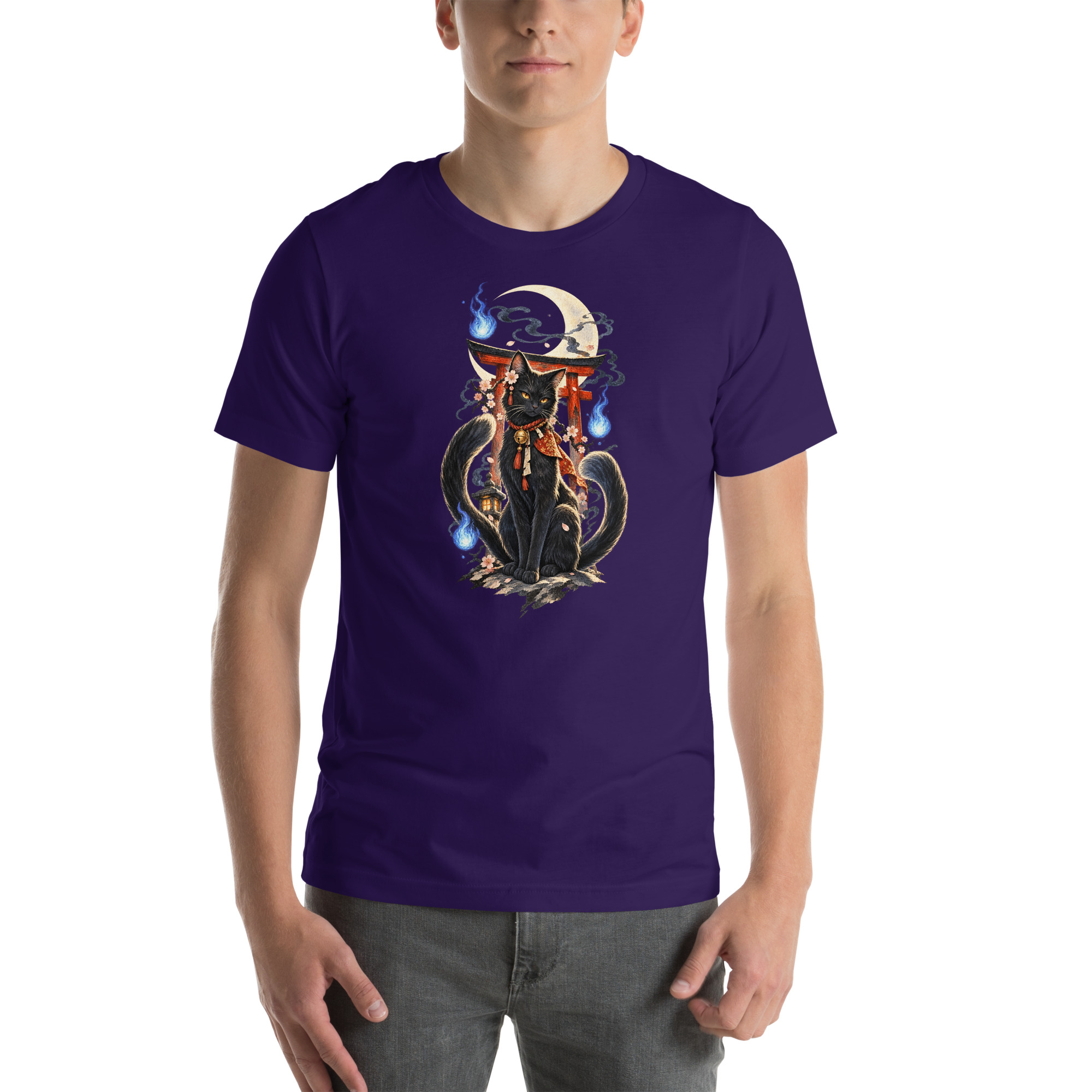 Witchy Nekomata Moon Shrine Japanese Folklore T-Shirt - Image 12