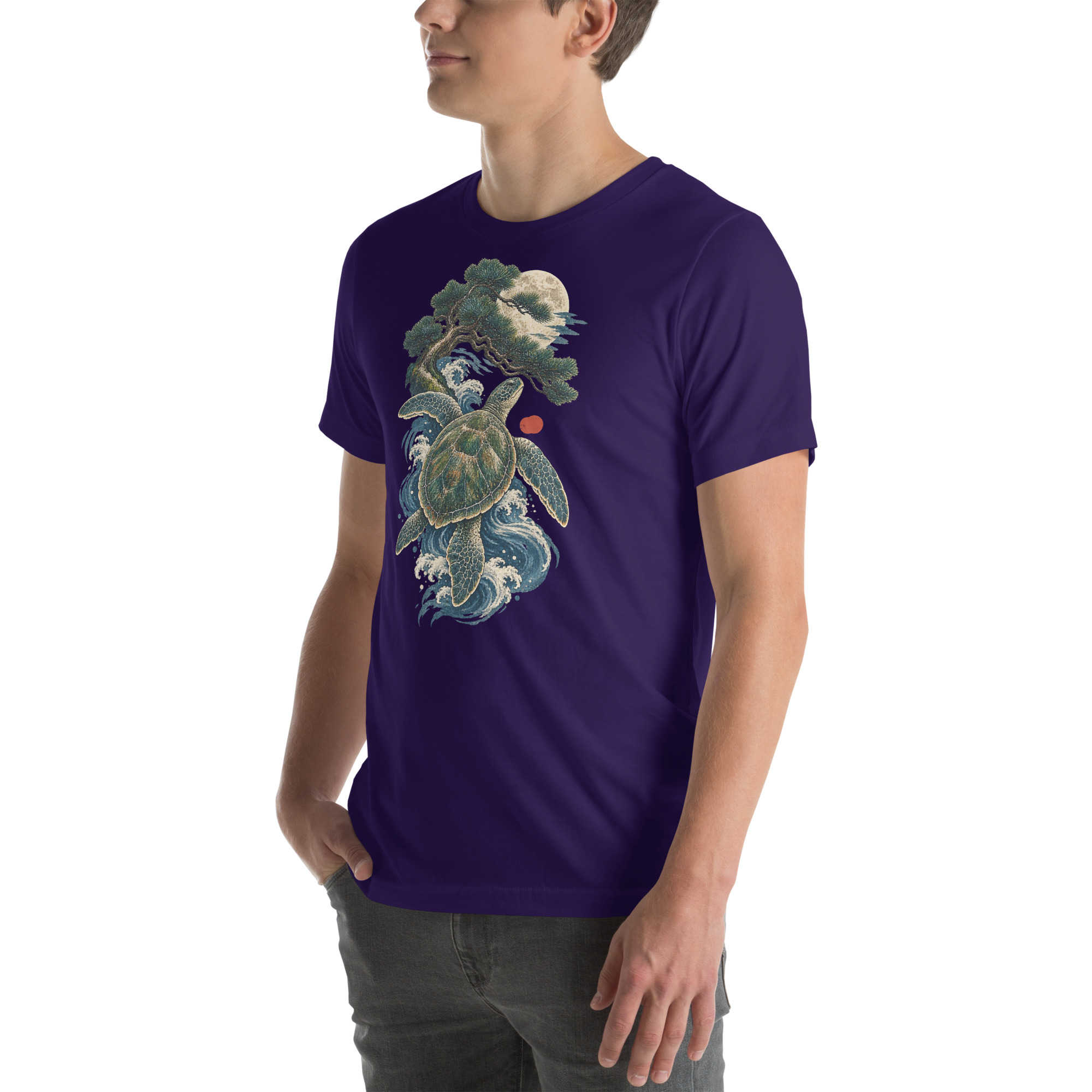 Ancient Sea Turtle Pine Moon Japanese Art, Japanese Art Tee, Mythology Gift - Image 100