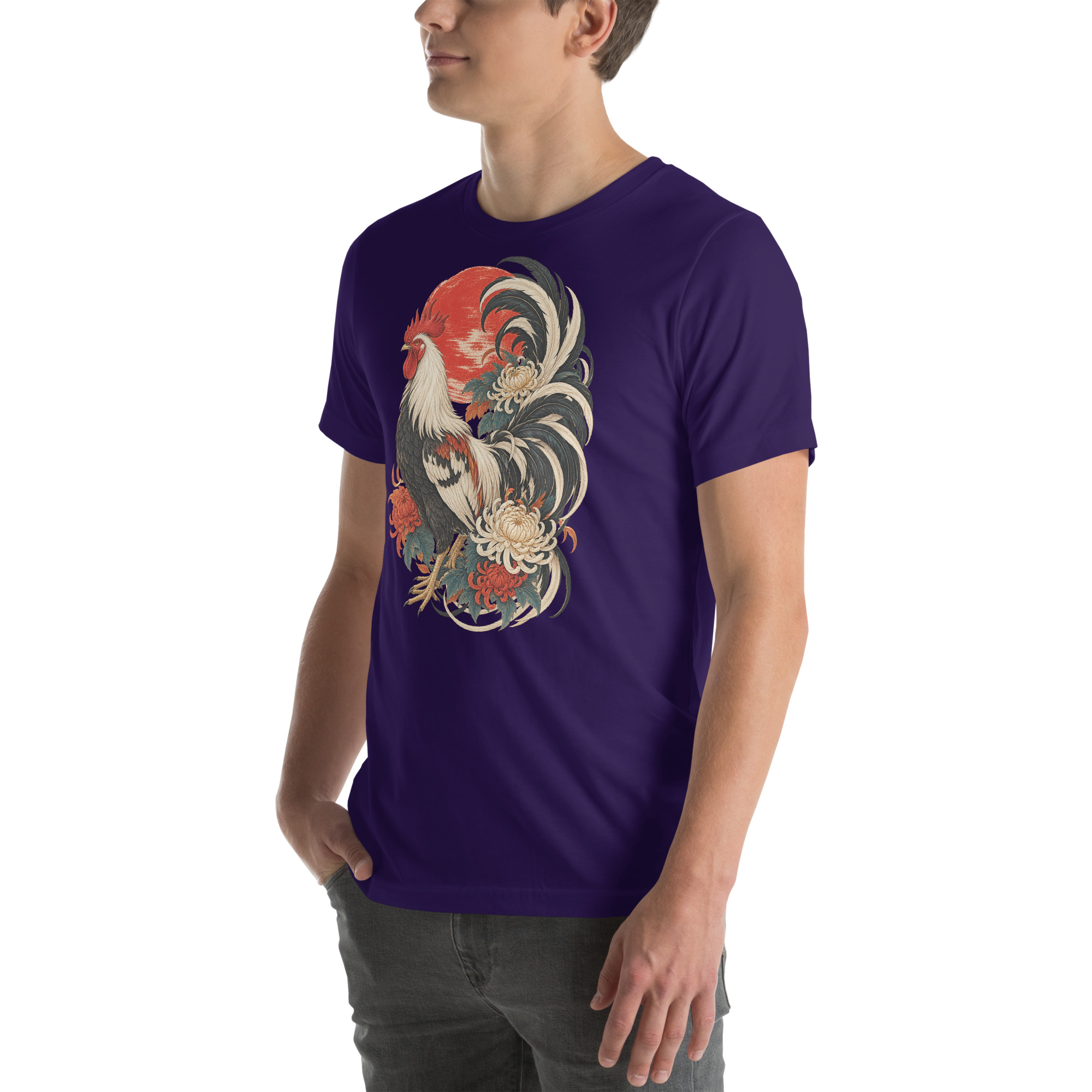 Japanese Rooster Red Sun Chrysanthemum Art, Japanese Art Tee, Mythology Gift - Image 100