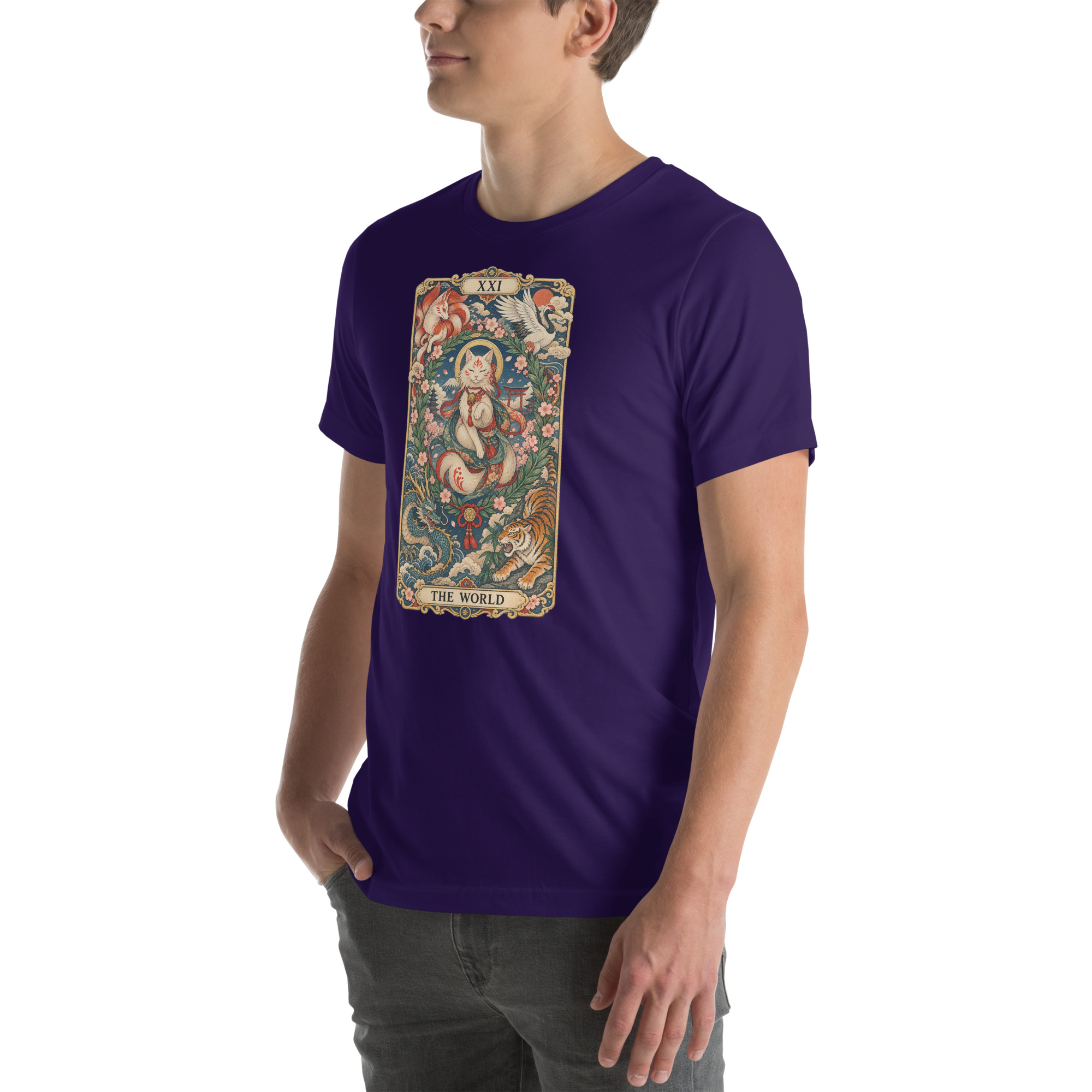 The World Shrine Cat Tarot Japanese Art T-Shirt - Image 125