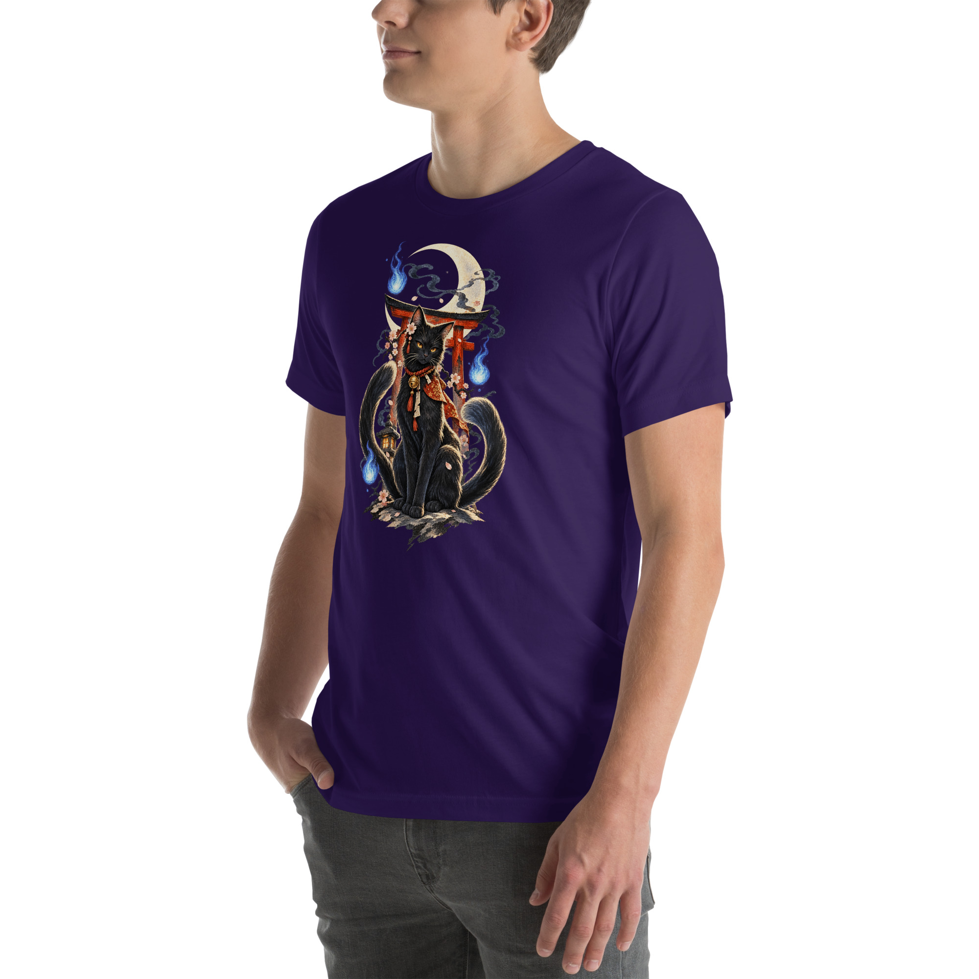 Witchy Nekomata Moon Shrine Japanese Folklore T-Shirt - Image 9