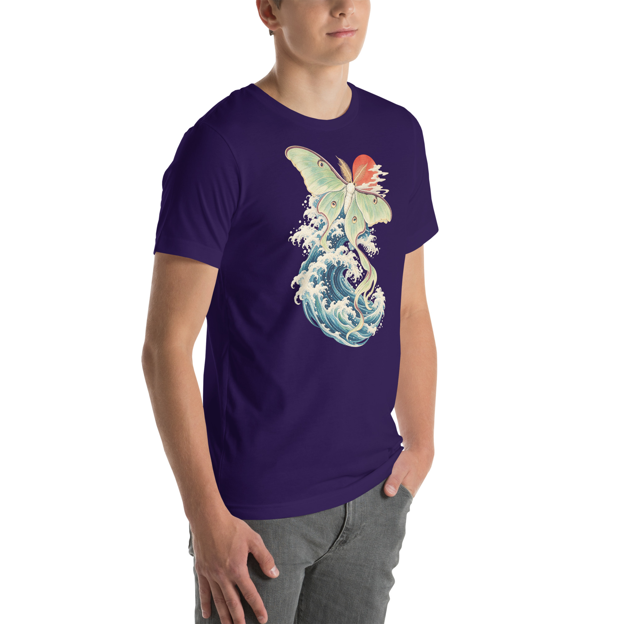 Luna Moth Great Wave Japanese Ukiyo-e Art T-Shirt - Image 101
