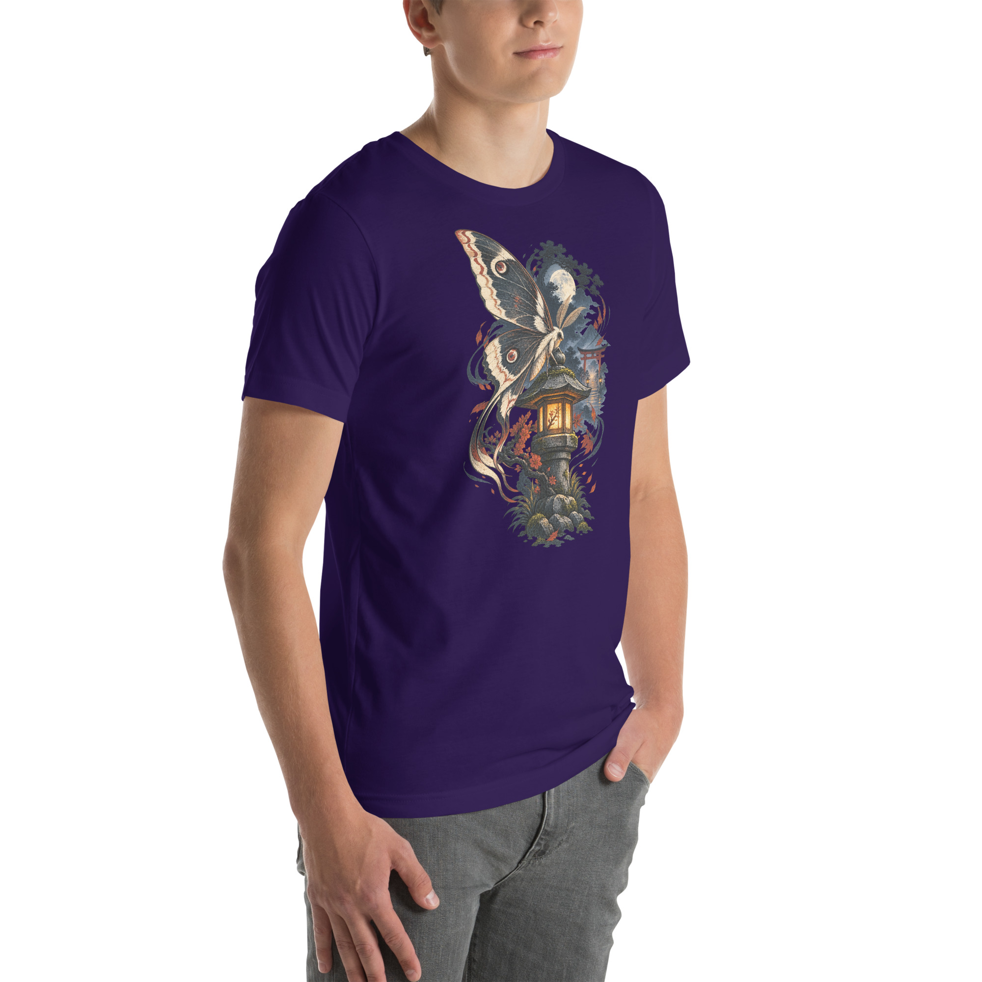 Japanese Moth Lantern Shrine Night Yokai Art T-Shirt - Image 101
