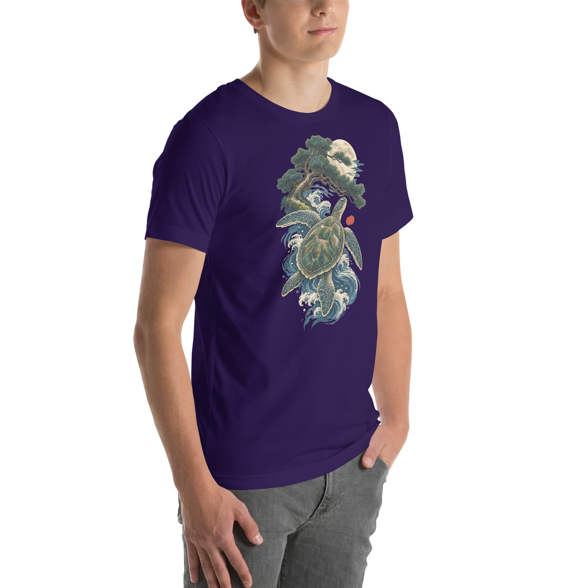 Ancient Sea Turtle Pine Moon Japanese Art, Japanese Art Tee, Mythology Gift - Image 101