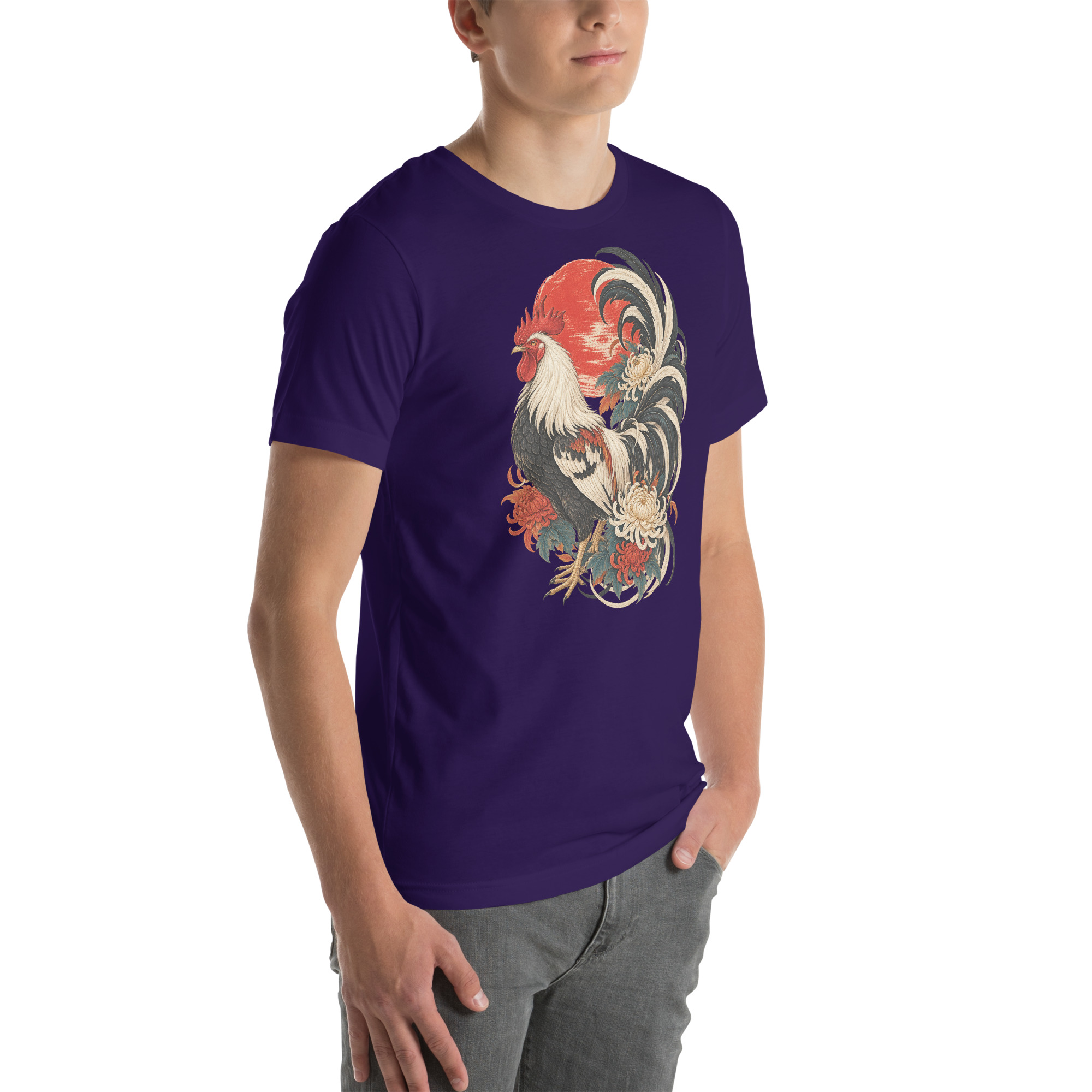 Japanese Rooster Red Sun Chrysanthemum Art, Japanese Art Tee, Mythology Gift - Image 101