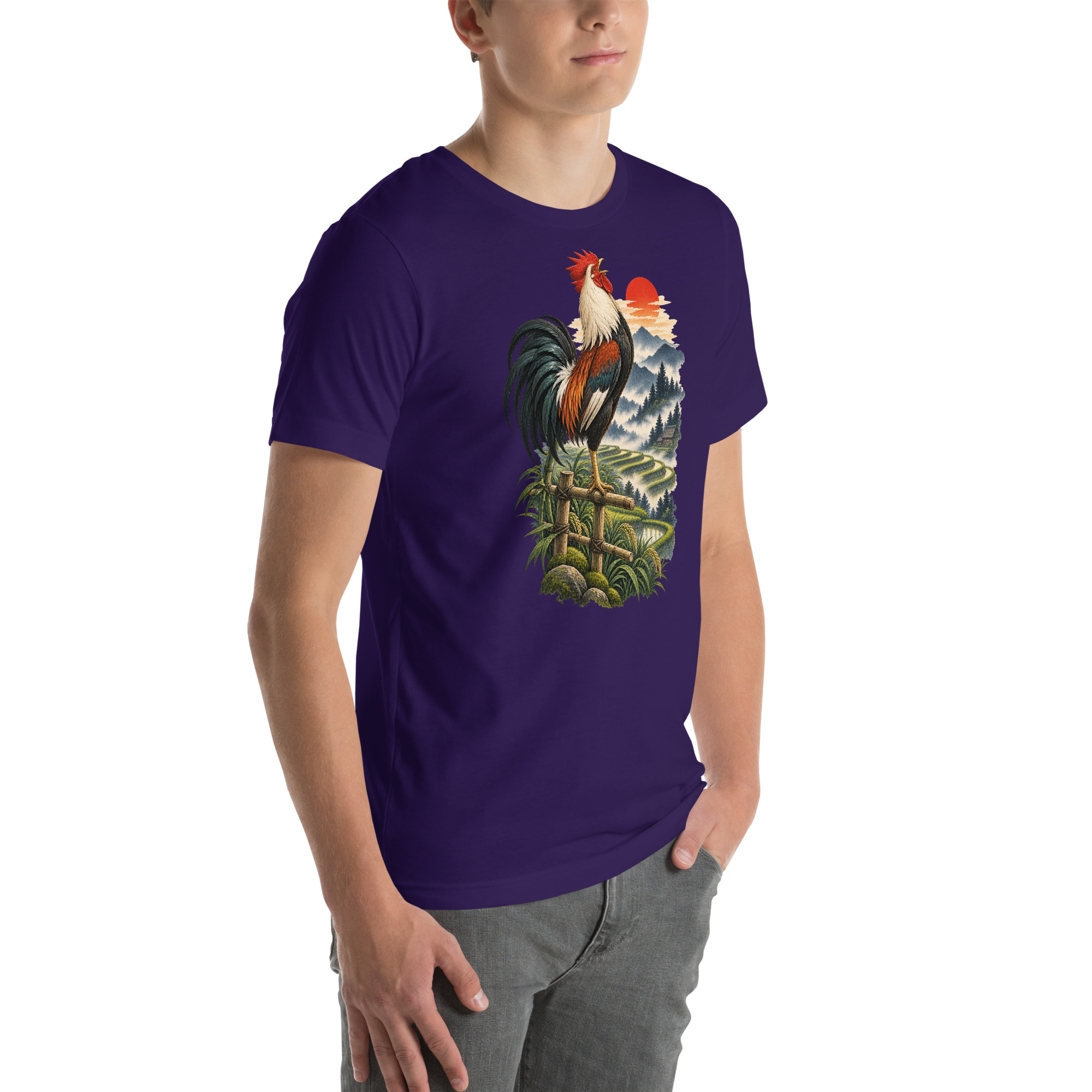Japanese Rooster Rice Terrace Sunrise Art, Japanese Art Tee, Mythology Gift - Image 101