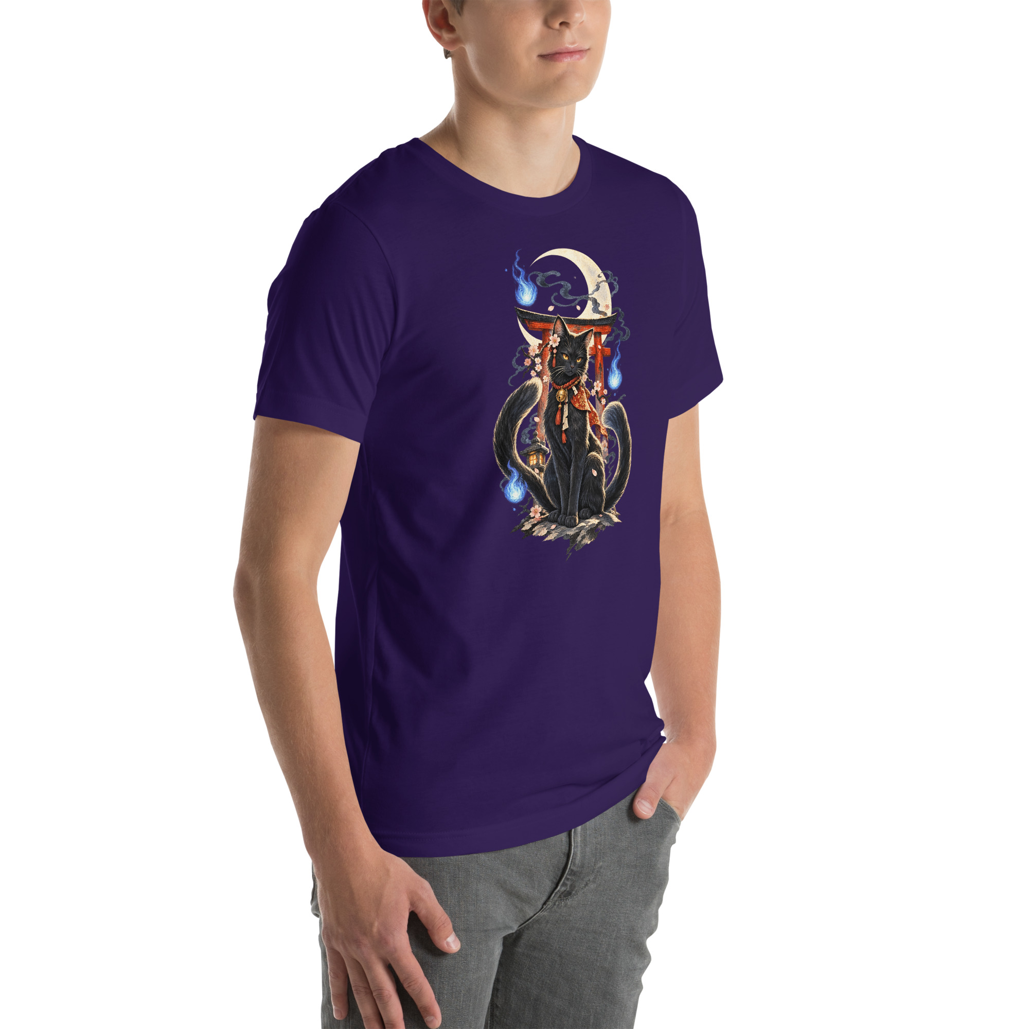 Witchy Nekomata Moon Shrine Japanese Folklore T-Shirt - Image 10