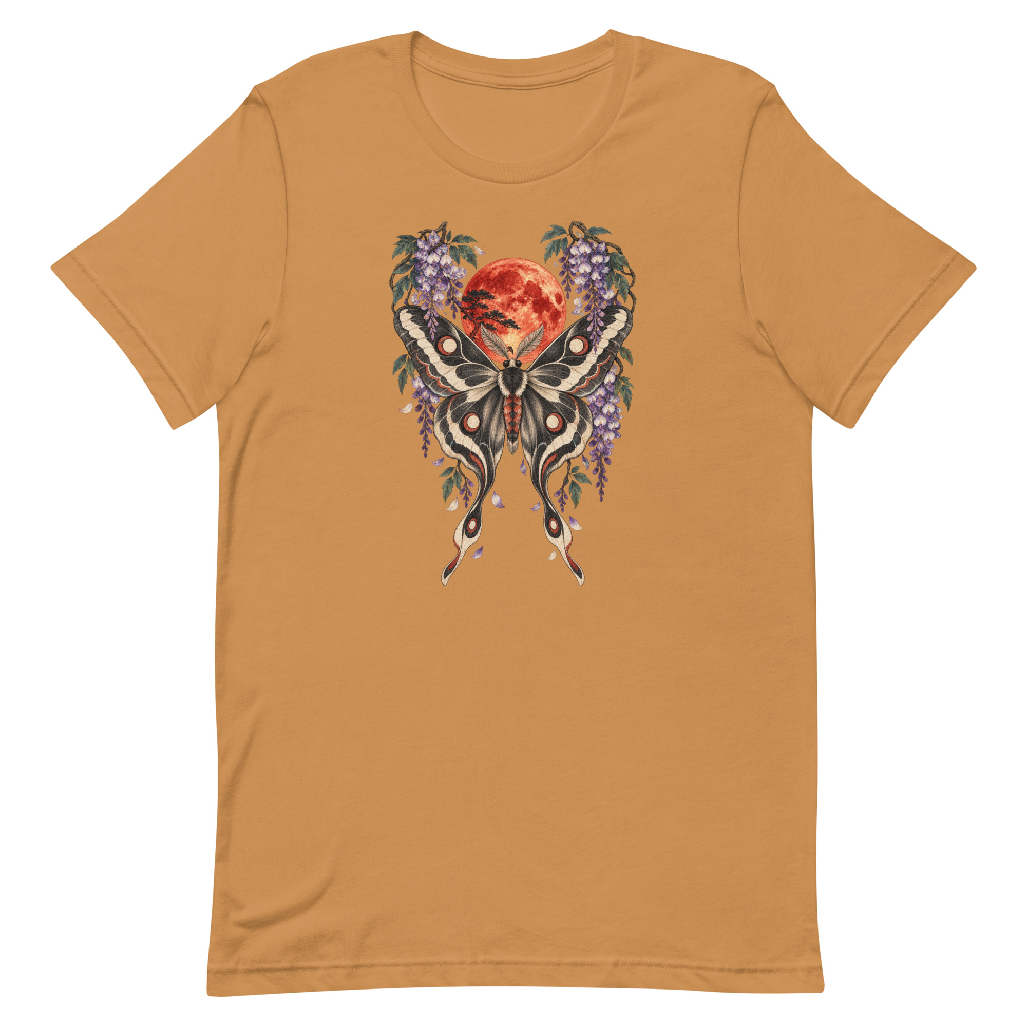 Japanese Moth Red Moon Wisteria Ukiyo-e Art T-Shirt - Image 66