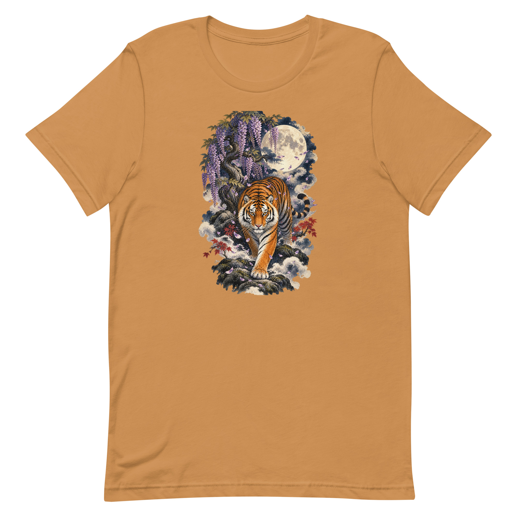 Japanese Tiger Wisteria Full Moon Art, Japanese Art Tee, Mythology Gift - Image 64