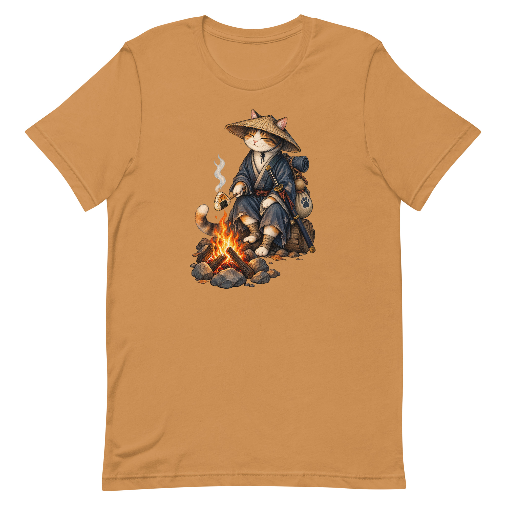 Samurai Cat Onigiri Campfire Japanese Art, Japanese Art Tee, Mythology Gift - Image 66