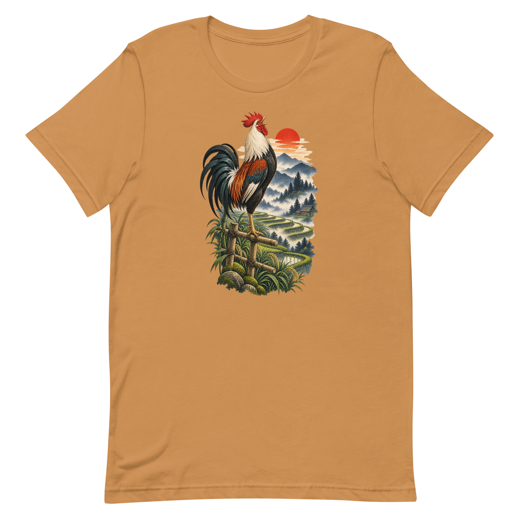 Japanese Rooster Rice Terrace Sunrise Art, Japanese Art Tee, Mythology Gift - Image 64