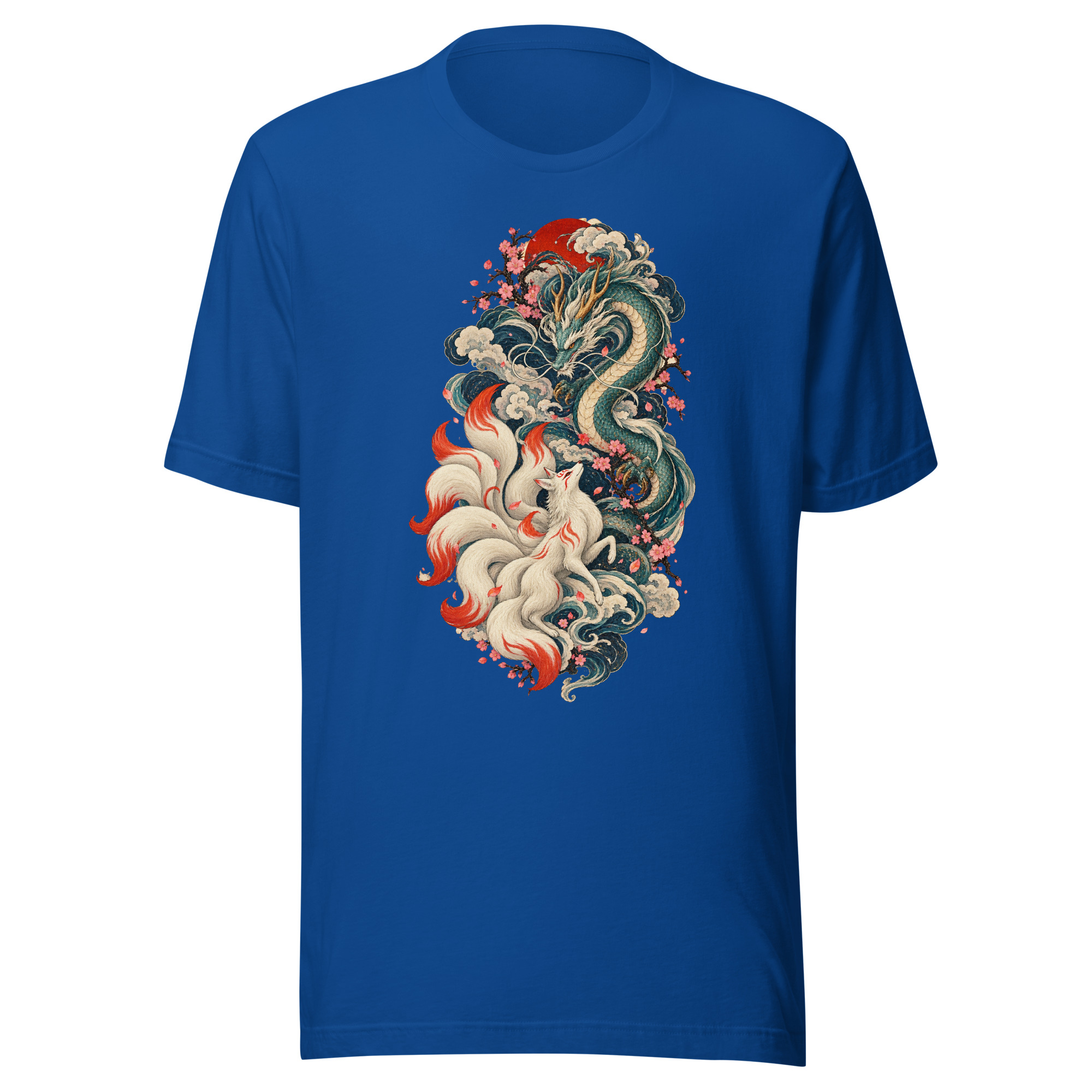 Kitsune Dragon Spiral Japanese Mythology Art T-Shirt - Image 4