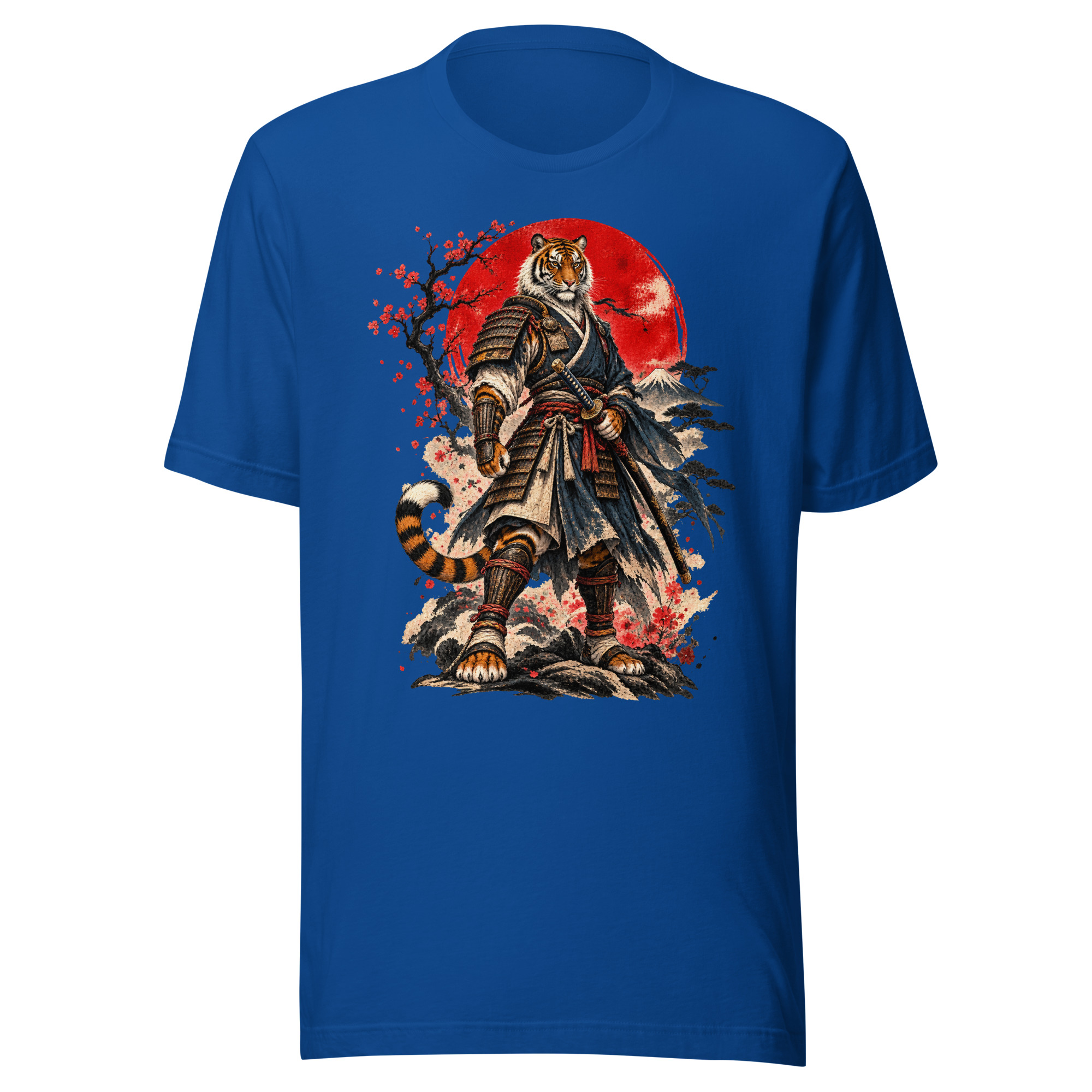 Samurai Tiger Red Sun Japanese Warrior Art T-Shirt - Image 4