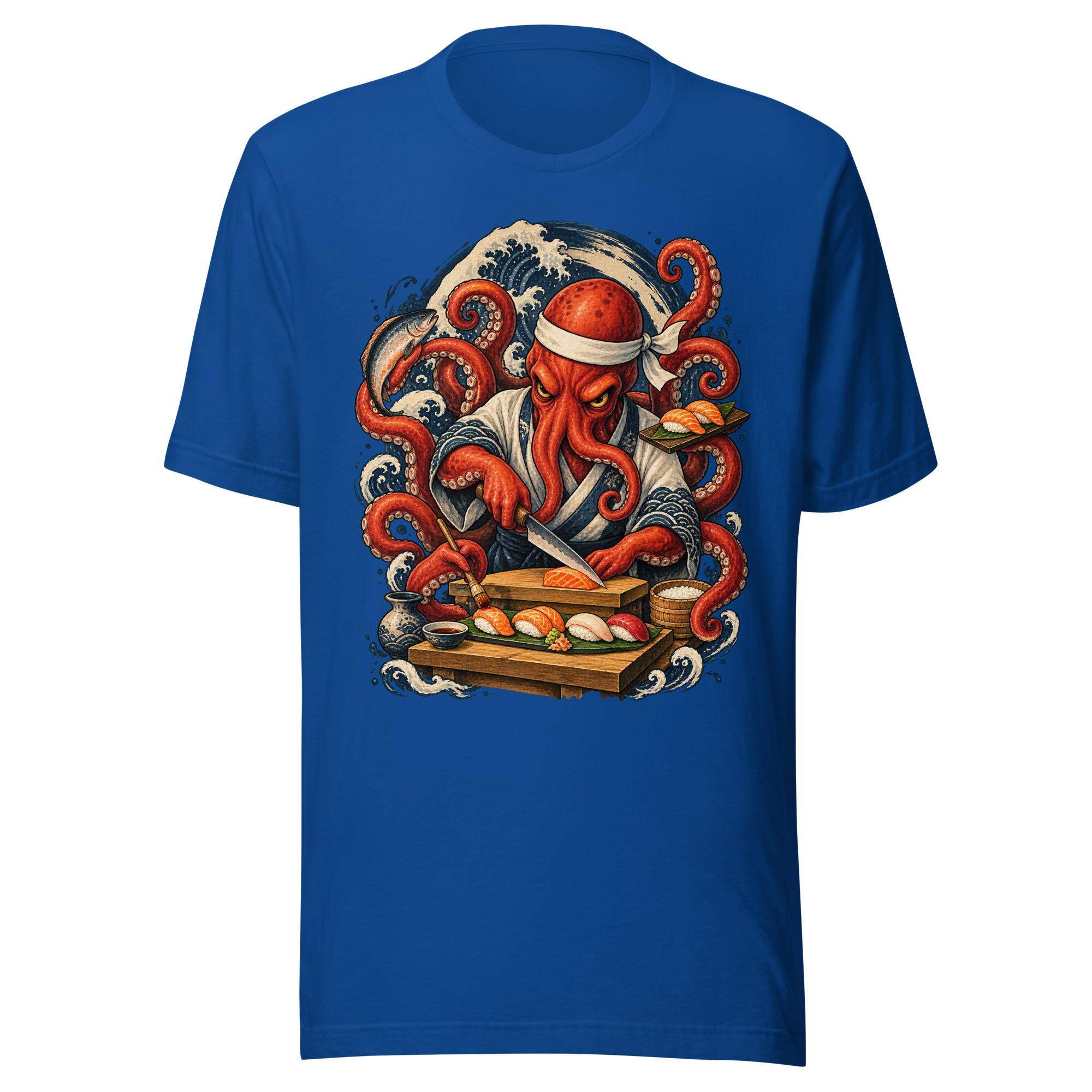 Octopus Sushi Chef Japanese Food Art T-Shirt - Image 4