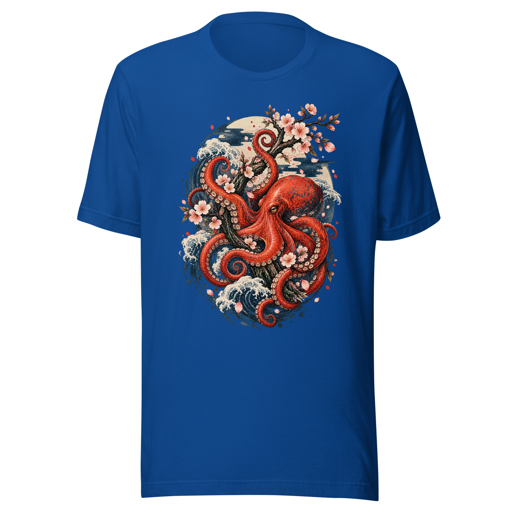 Octopus Cherry Blossom Japanese Woodblock Art T-Shirt - Image 4