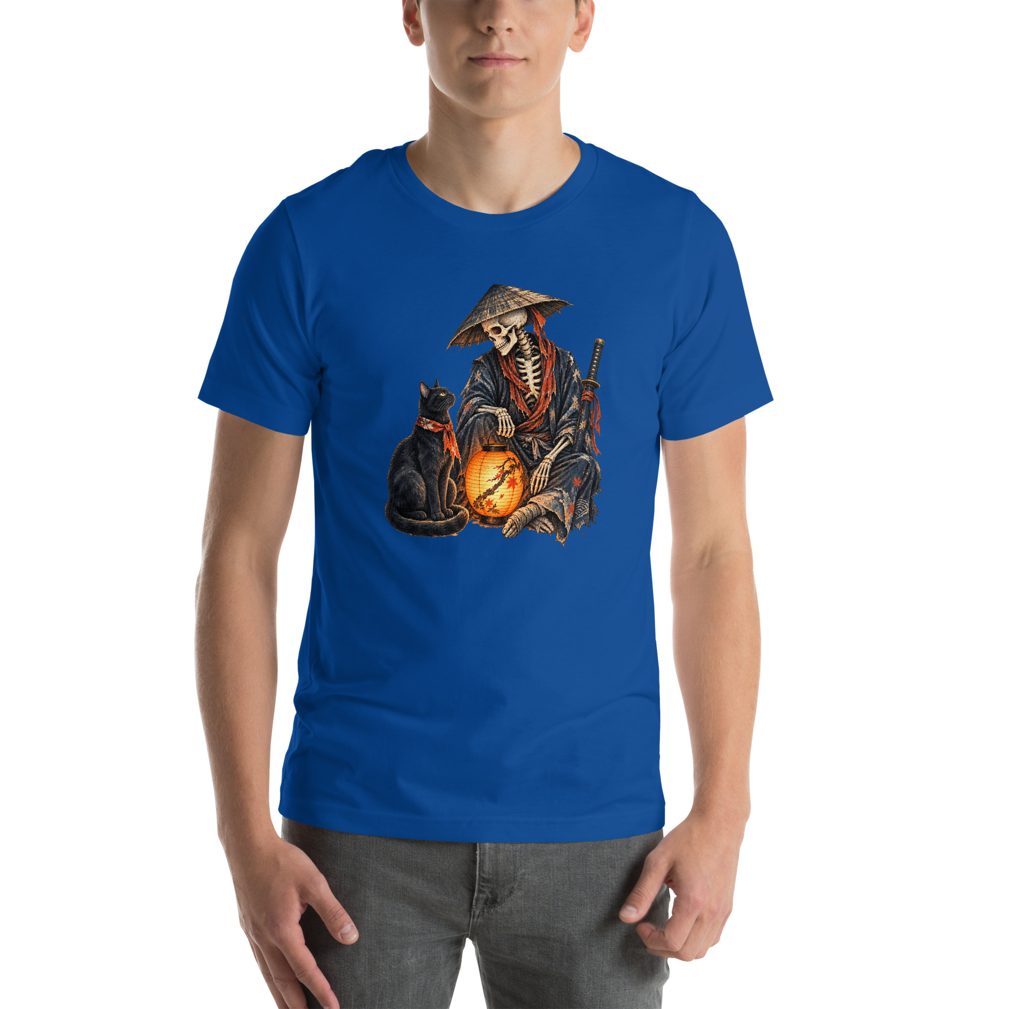 Black Cat Skeleton Lantern Japanese Folklore T-Shirt - Image 19