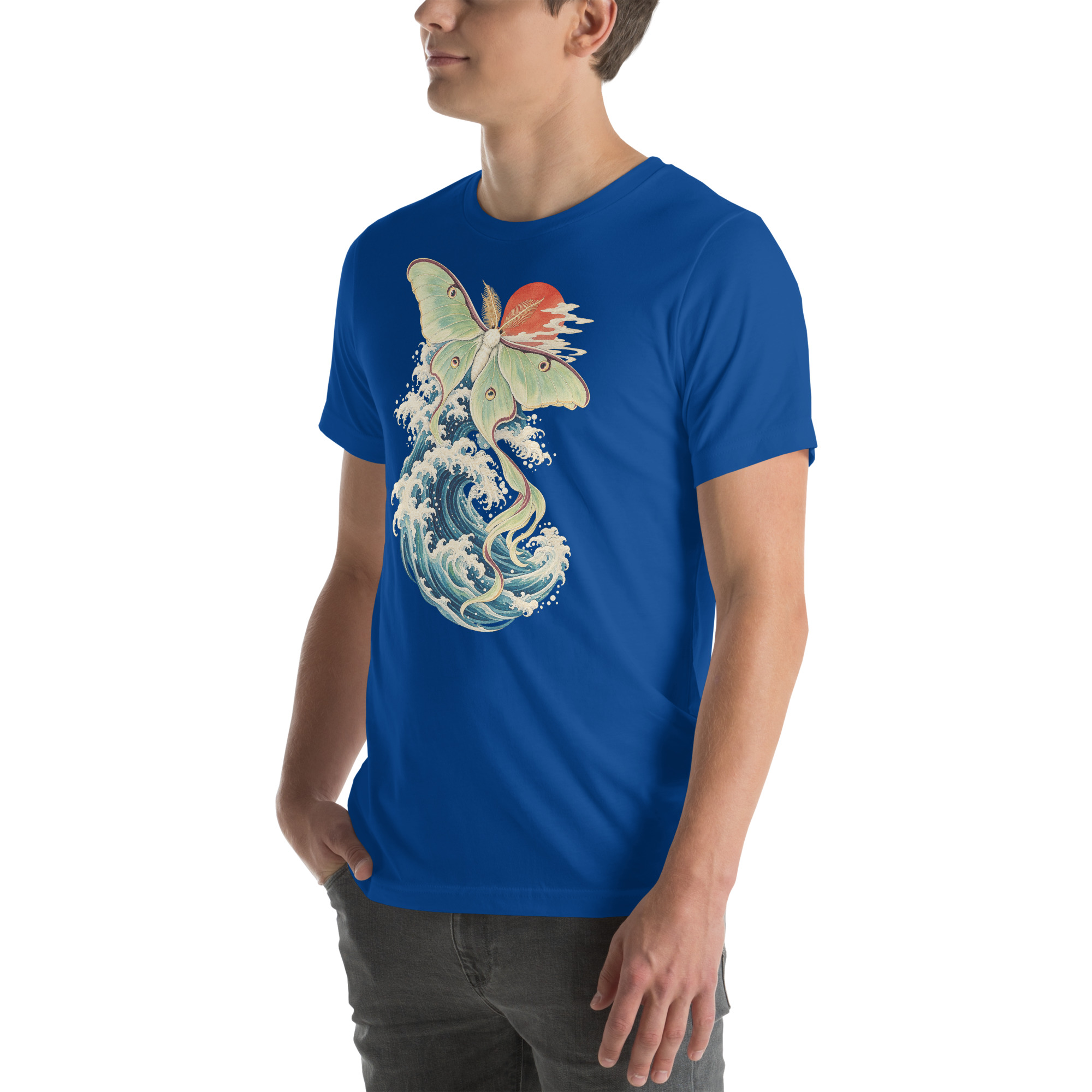 Luna Moth Great Wave Japanese Ukiyo-e Art T-Shirt - Image 110