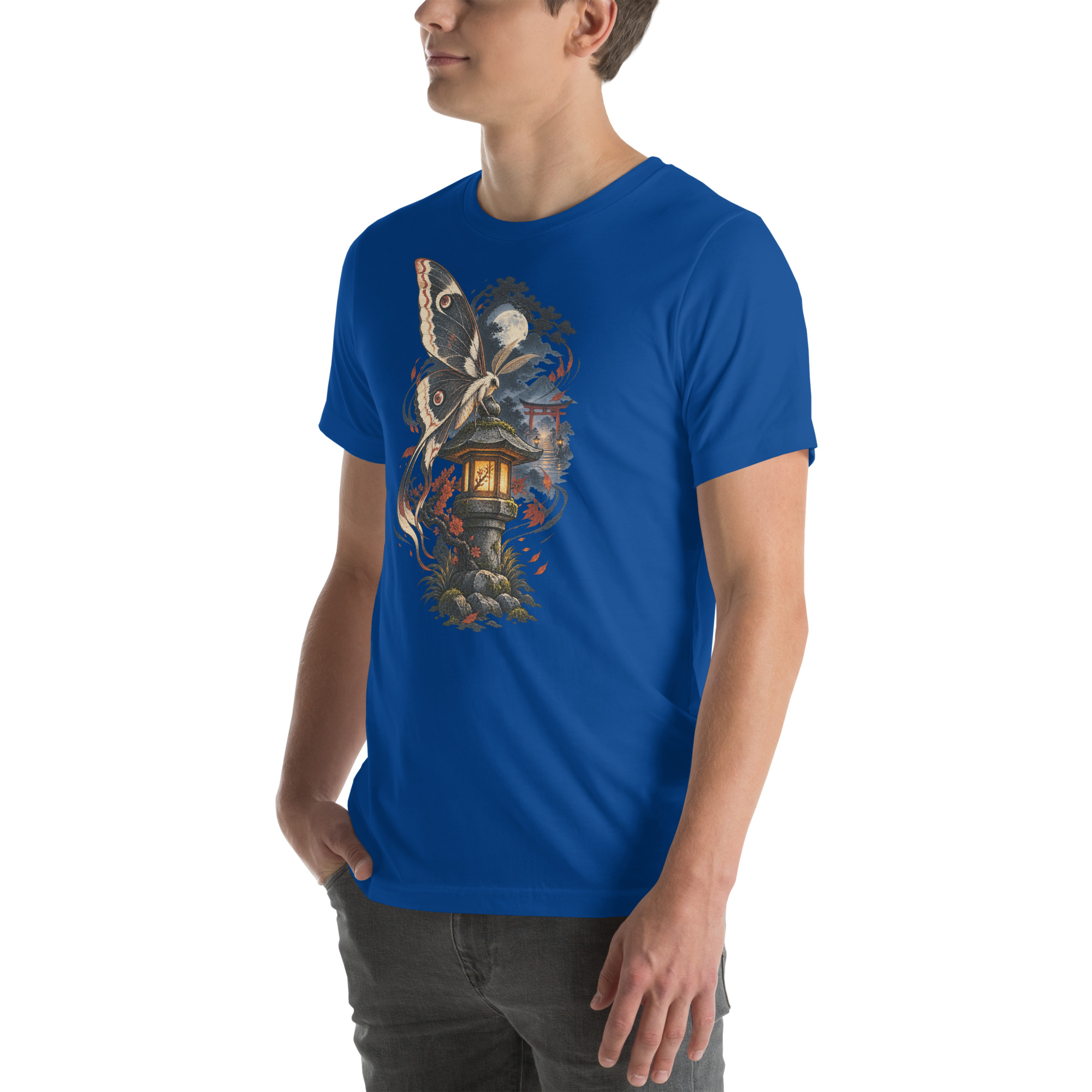 Japanese Moth Lantern Shrine Night Yokai Art T-Shirt - Image 110