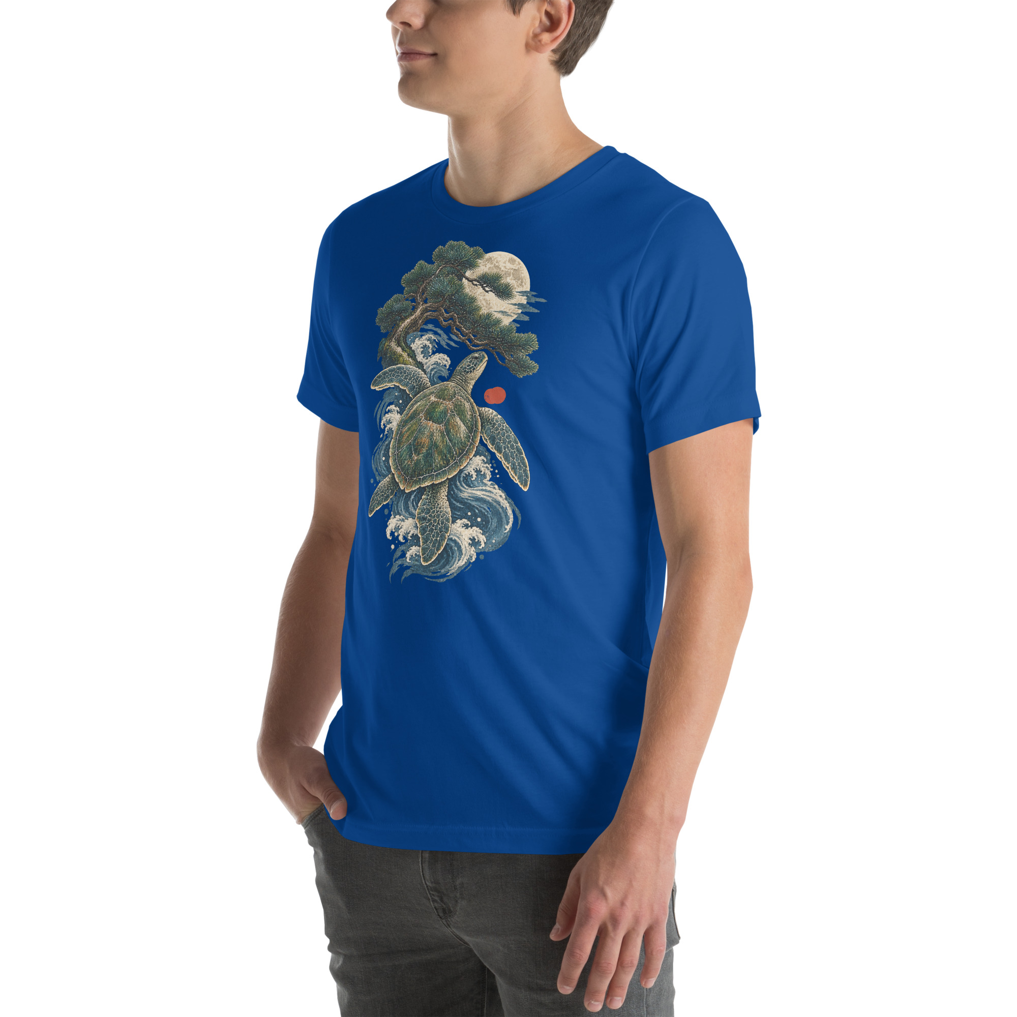 Ancient Sea Turtle Pine Moon Japanese Art, Japanese Art Tee, Mythology Gift - Image 110