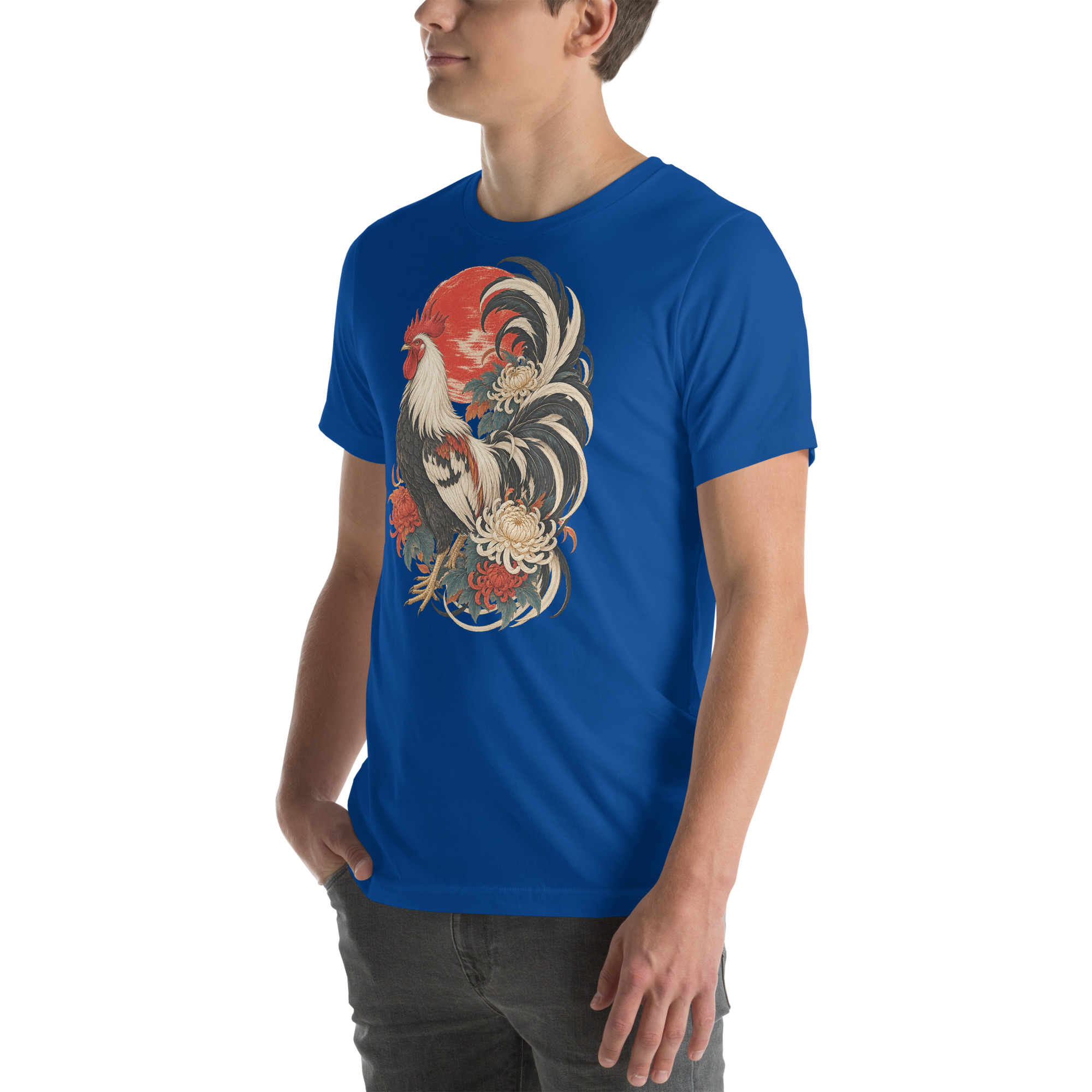 Japanese Rooster Red Sun Chrysanthemum Art, Japanese Art Tee, Mythology Gift - Image 110