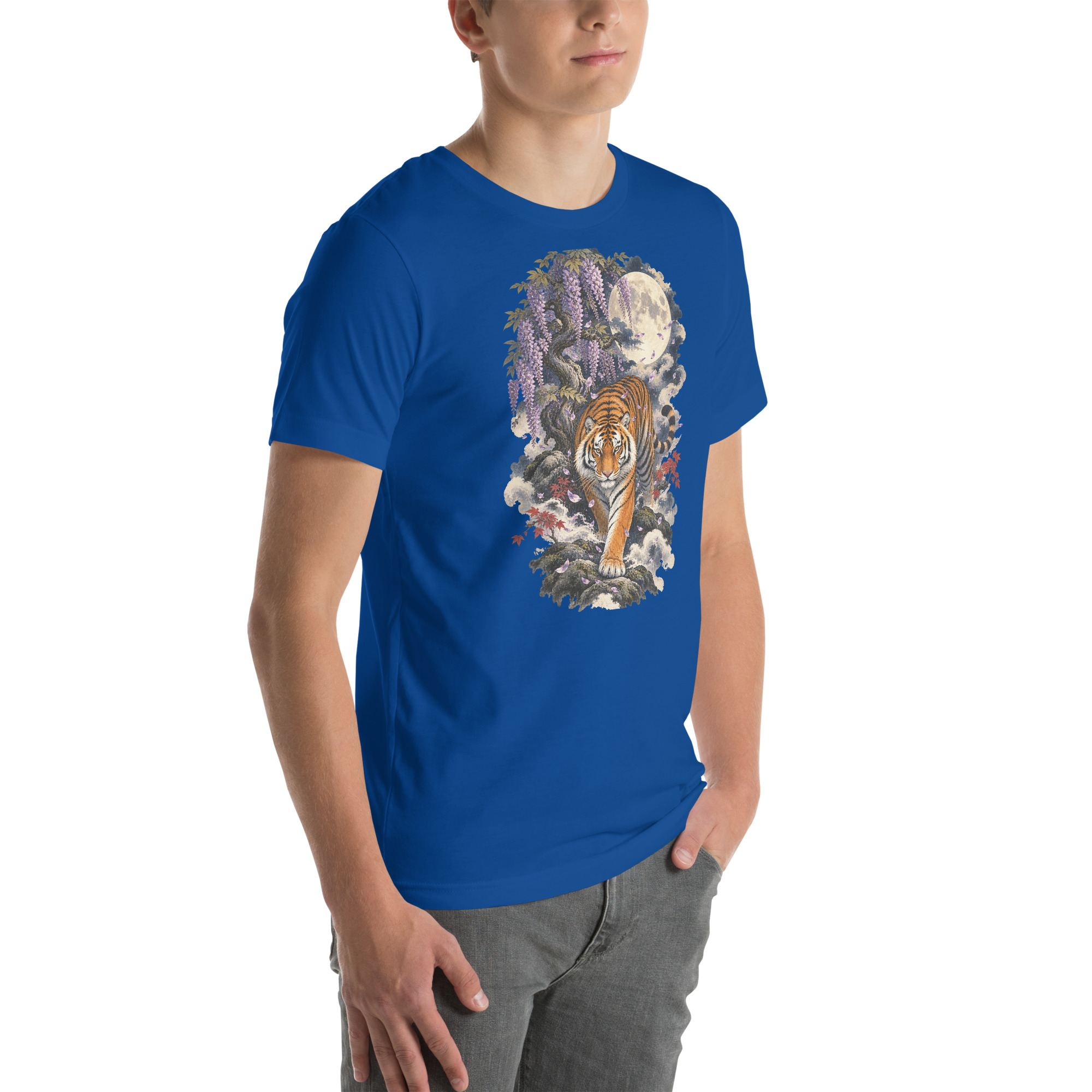 Japanese Tiger Wisteria Full Moon Art, Japanese Art Tee, Mythology Gift - Image 112