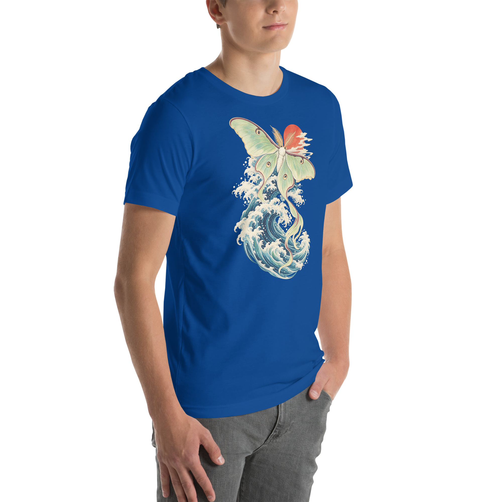 Luna Moth Great Wave Japanese Ukiyo-e Art T-Shirt - Image 112