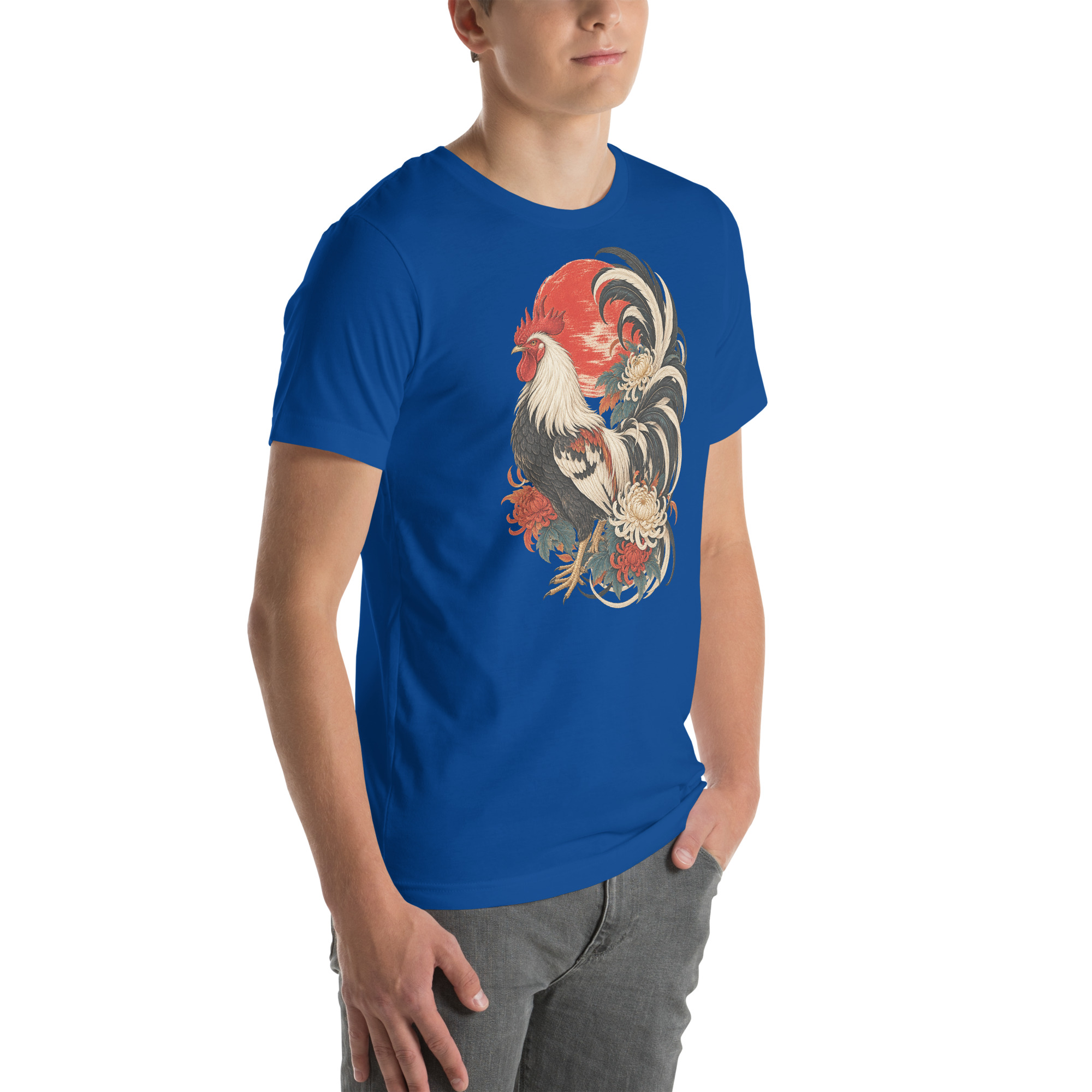 Japanese Rooster Red Sun Chrysanthemum Art, Japanese Art Tee, Mythology Gift - Image 112