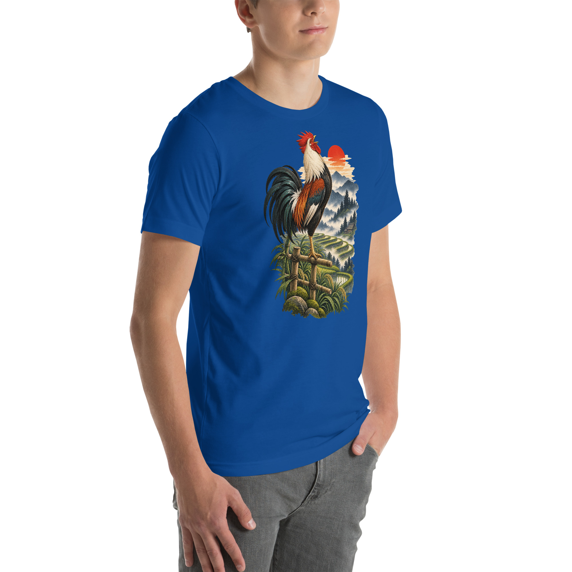Japanese Rooster Rice Terrace Sunrise Art, Japanese Art Tee, Mythology Gift - Image 112