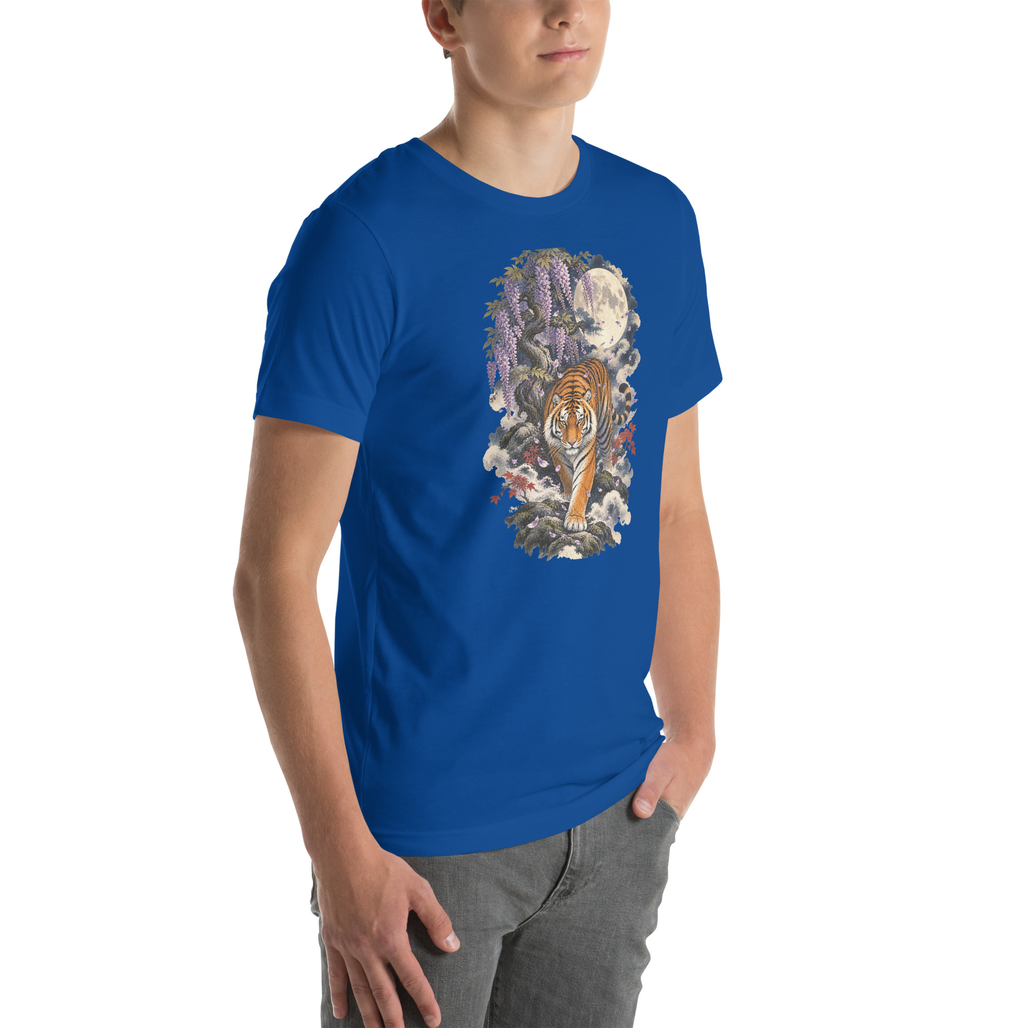 Japanese Tiger Wisteria Full Moon Art, Japanese Art Tee, Mythology Gift - Image 137