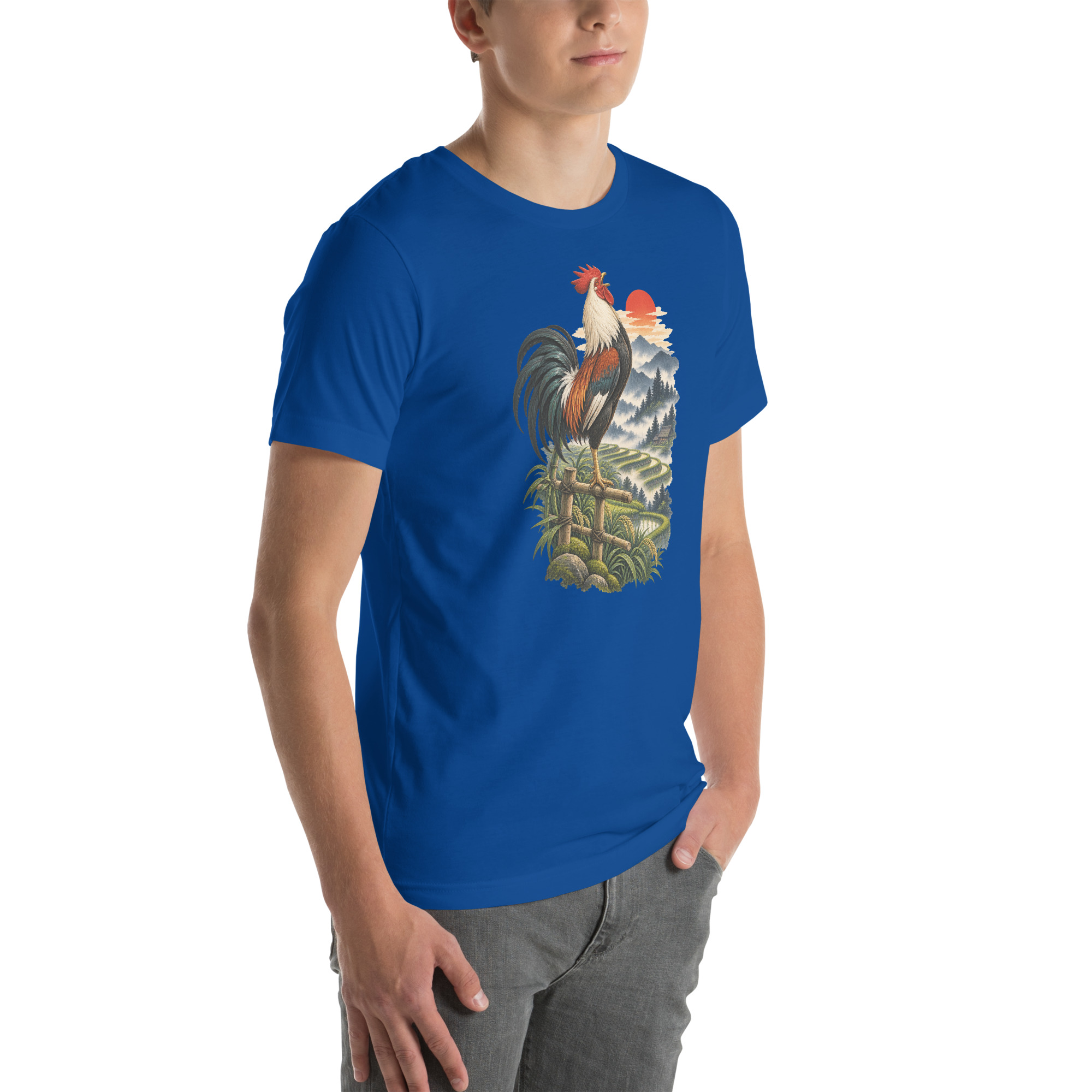 Japanese Rooster Rice Terrace Sunrise Art, Japanese Art Tee, Mythology Gift - Image 137