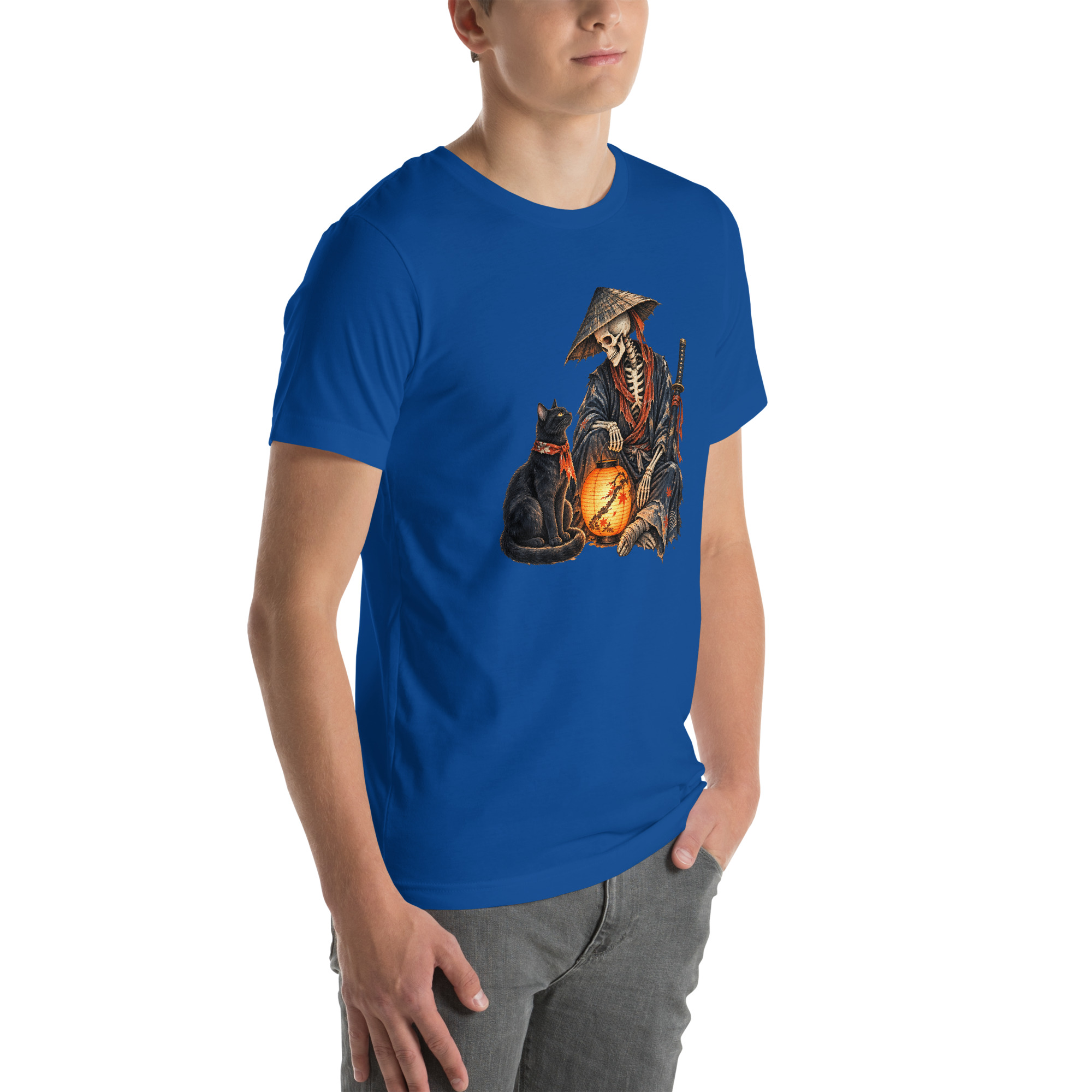 Black Cat Skeleton Lantern Japanese Folklore T-Shirt - Image 24