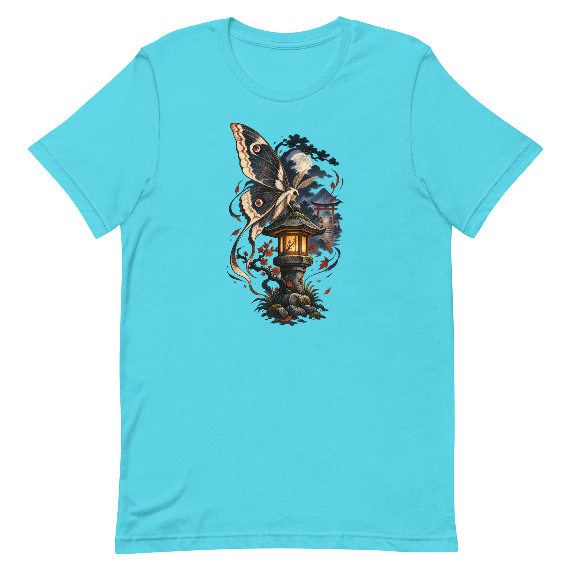 Japanese Moth Lantern Shrine Night Yokai Art T-Shirt - Image 77