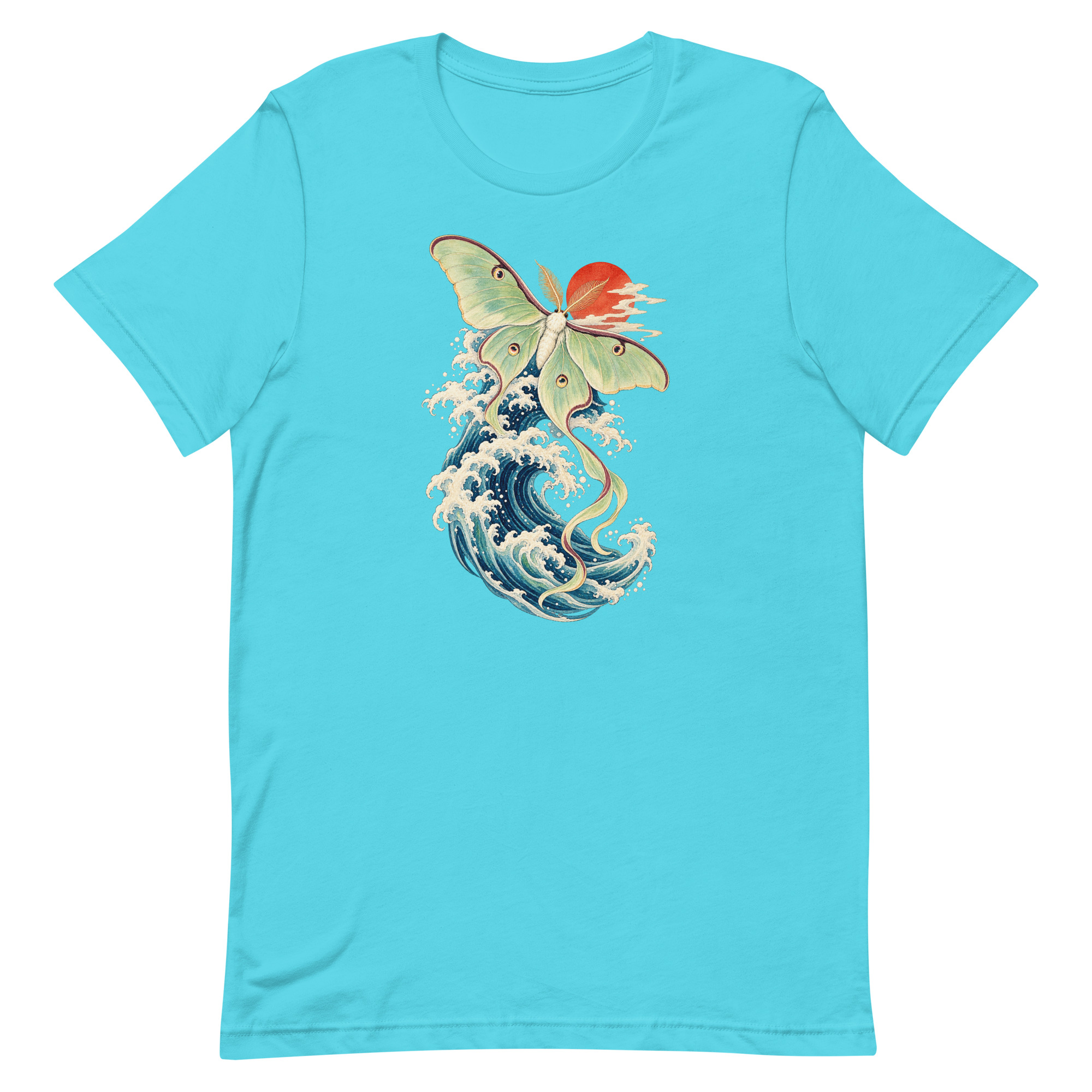 Luna Moth Great Wave Japanese Ukiyo-e Art T-Shirt - Image 77