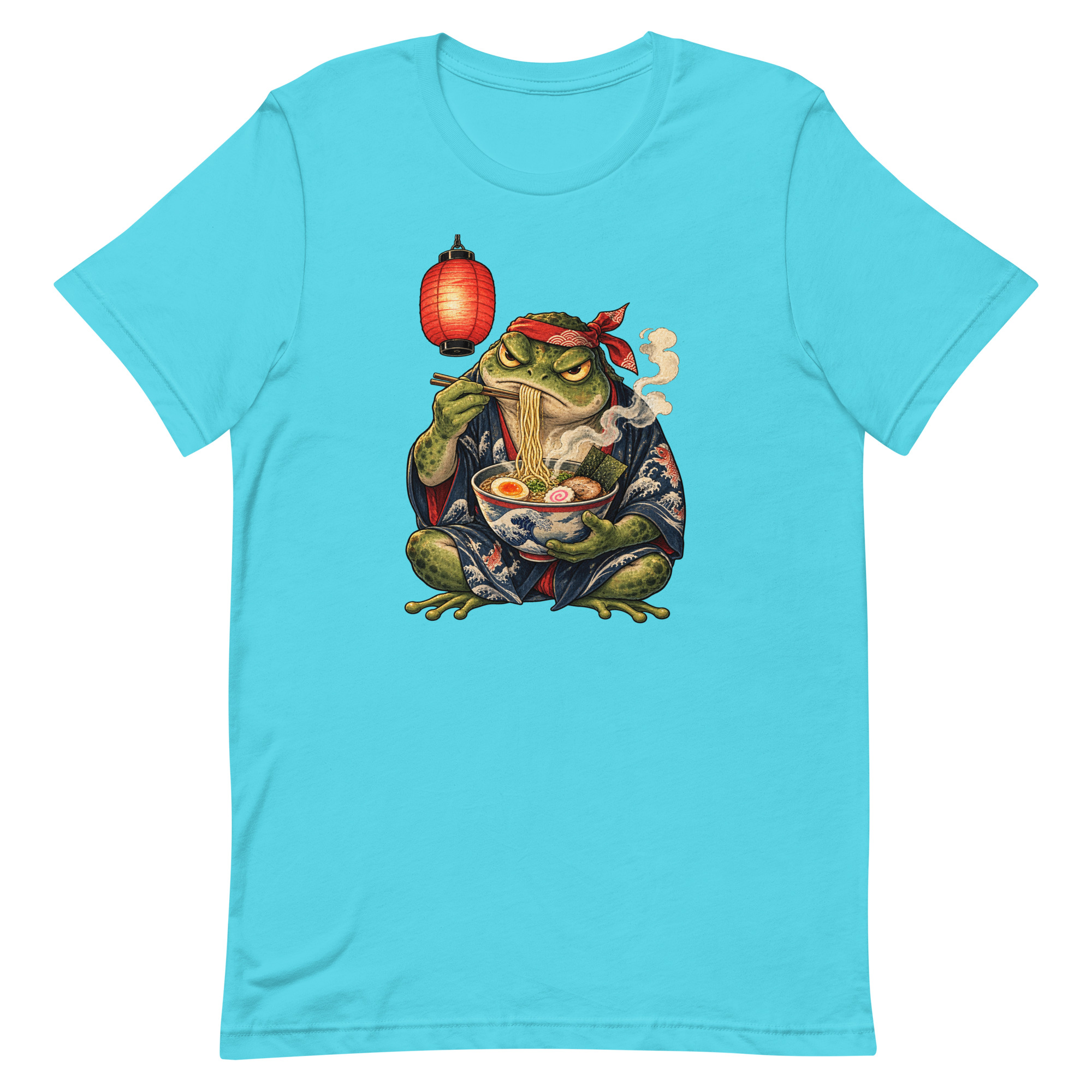 Grumpy Frog Ramen Lantern Japanese Ink Art T-Shirt - Image 79