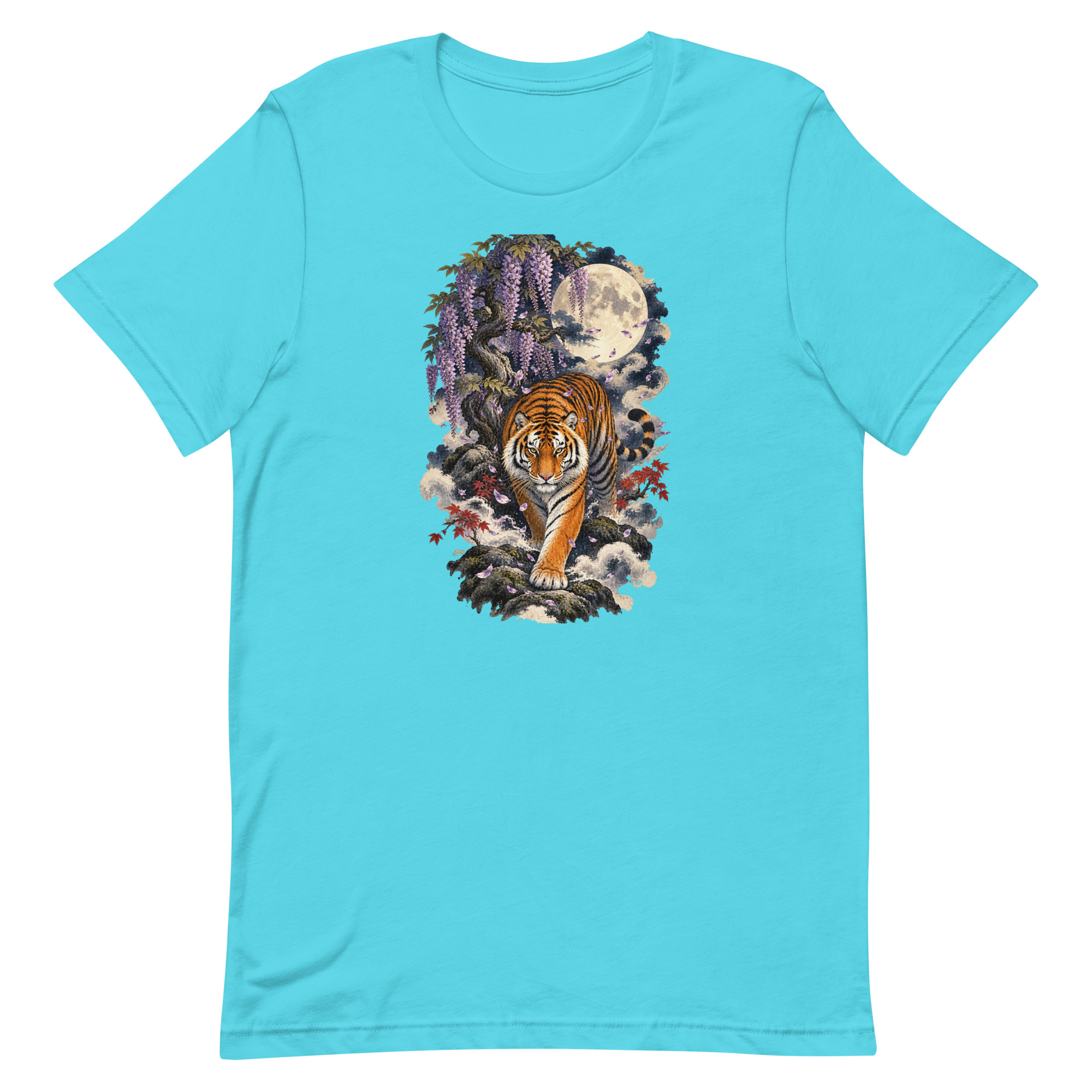 Japanese Tiger Wisteria Full Moon Art, Japanese Art Tee, Mythology Gift - Image 77