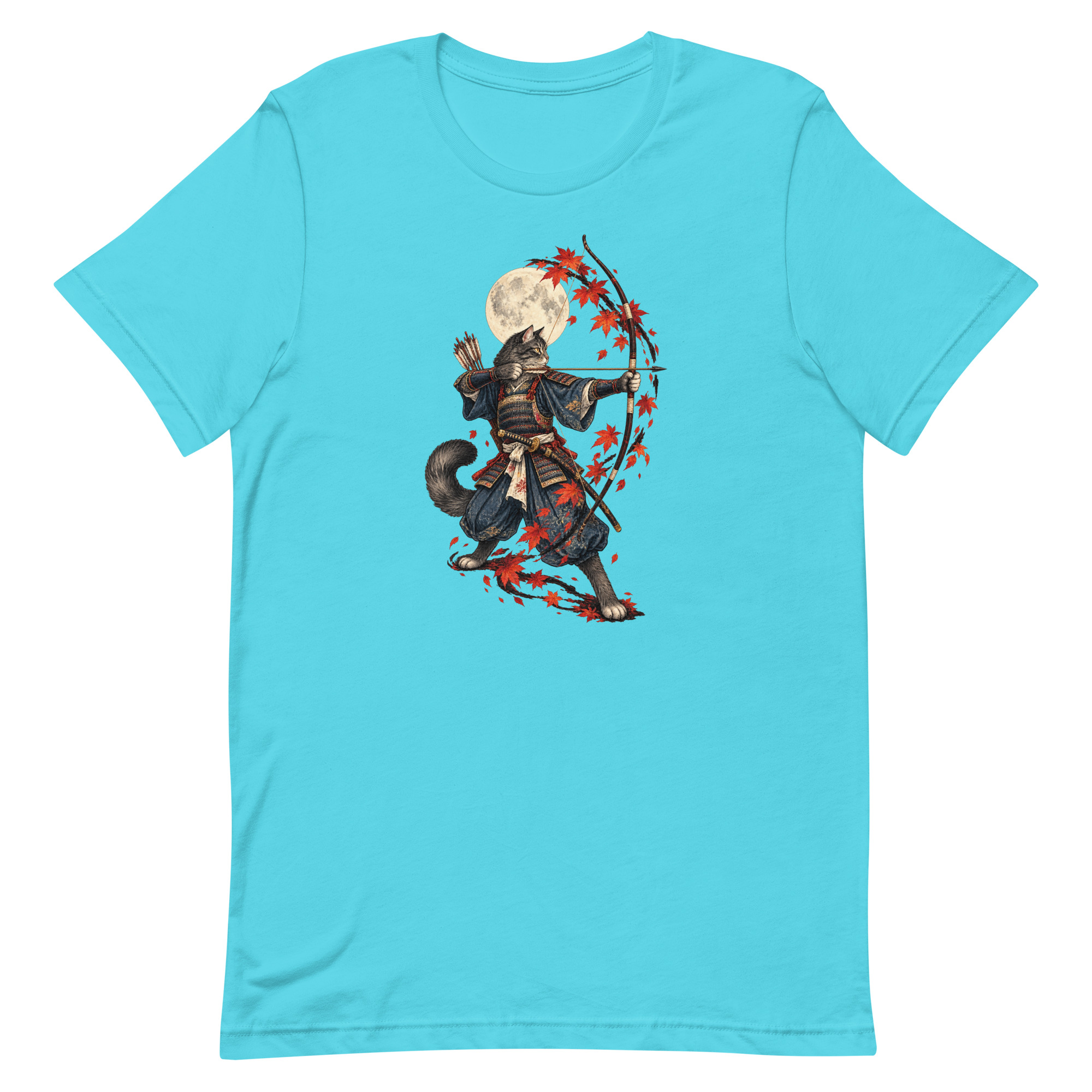 Samurai Cat Archer Maple Moon Japanese Art, Japanese Art Tee, Mythology Gift - Image 79