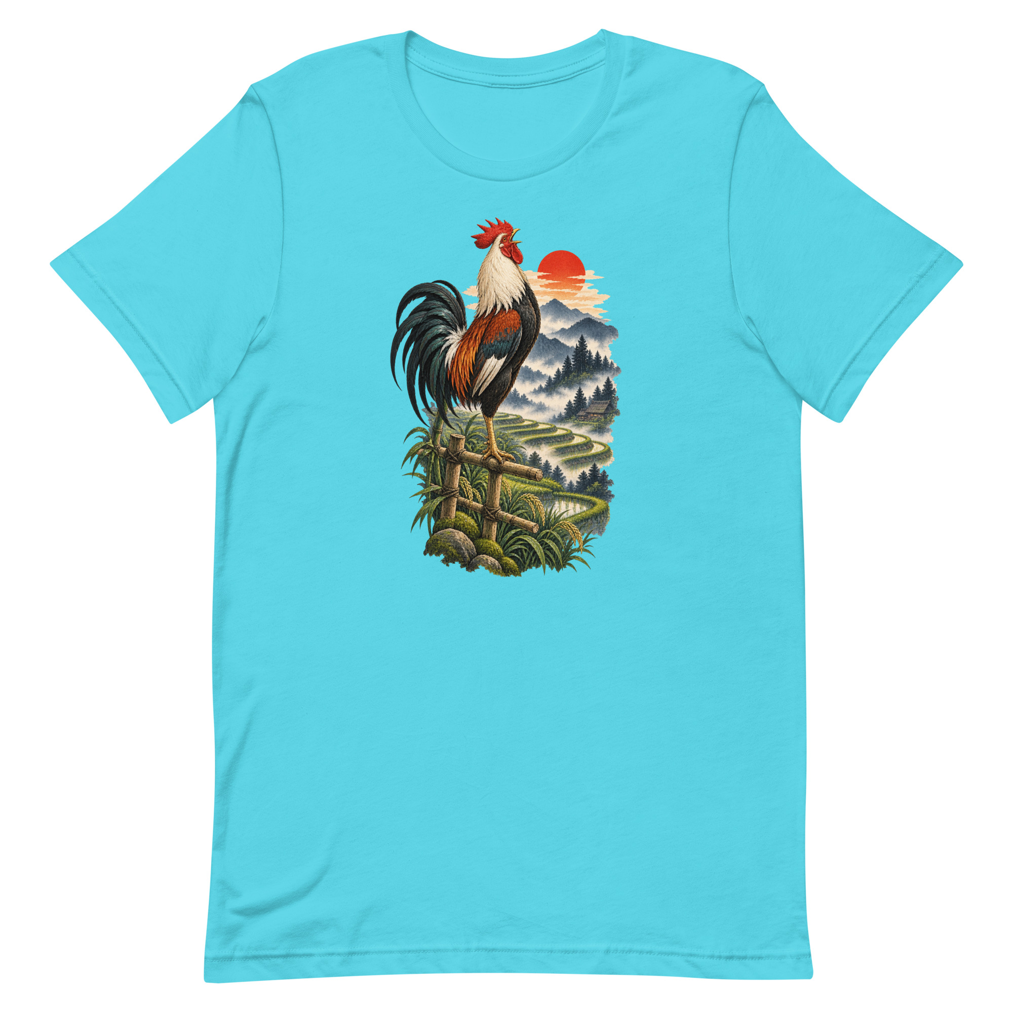 Japanese Rooster Rice Terrace Sunrise Art, Japanese Art Tee, Mythology Gift - Image 77