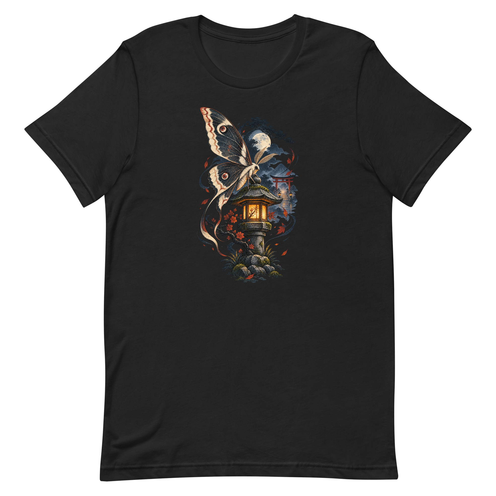 Japanese Moth Lantern Shrine Night Yokai Art T-Shirt - Image 75