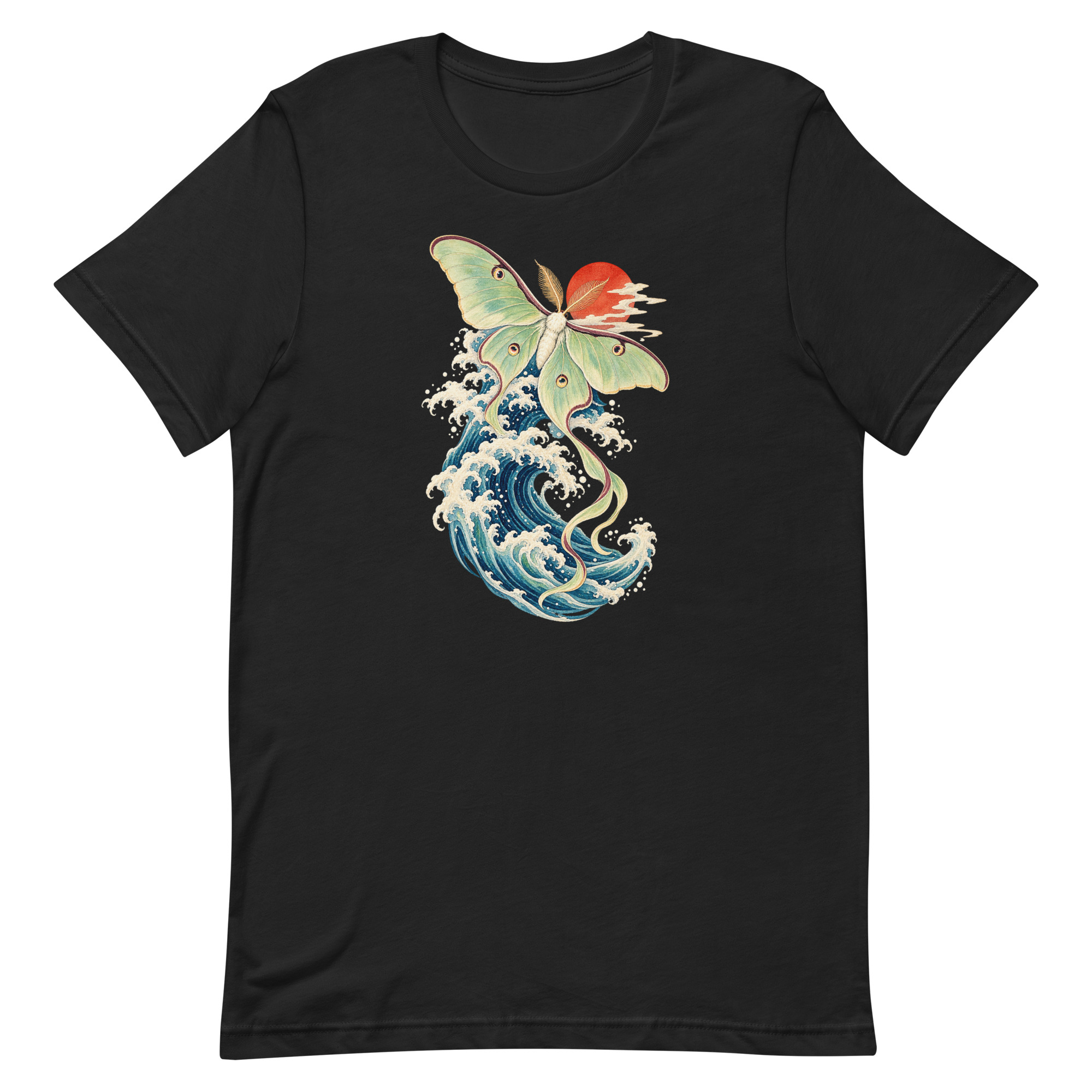 Luna Moth Great Wave Japanese Ukiyo-e Art T-Shirt - Image 75