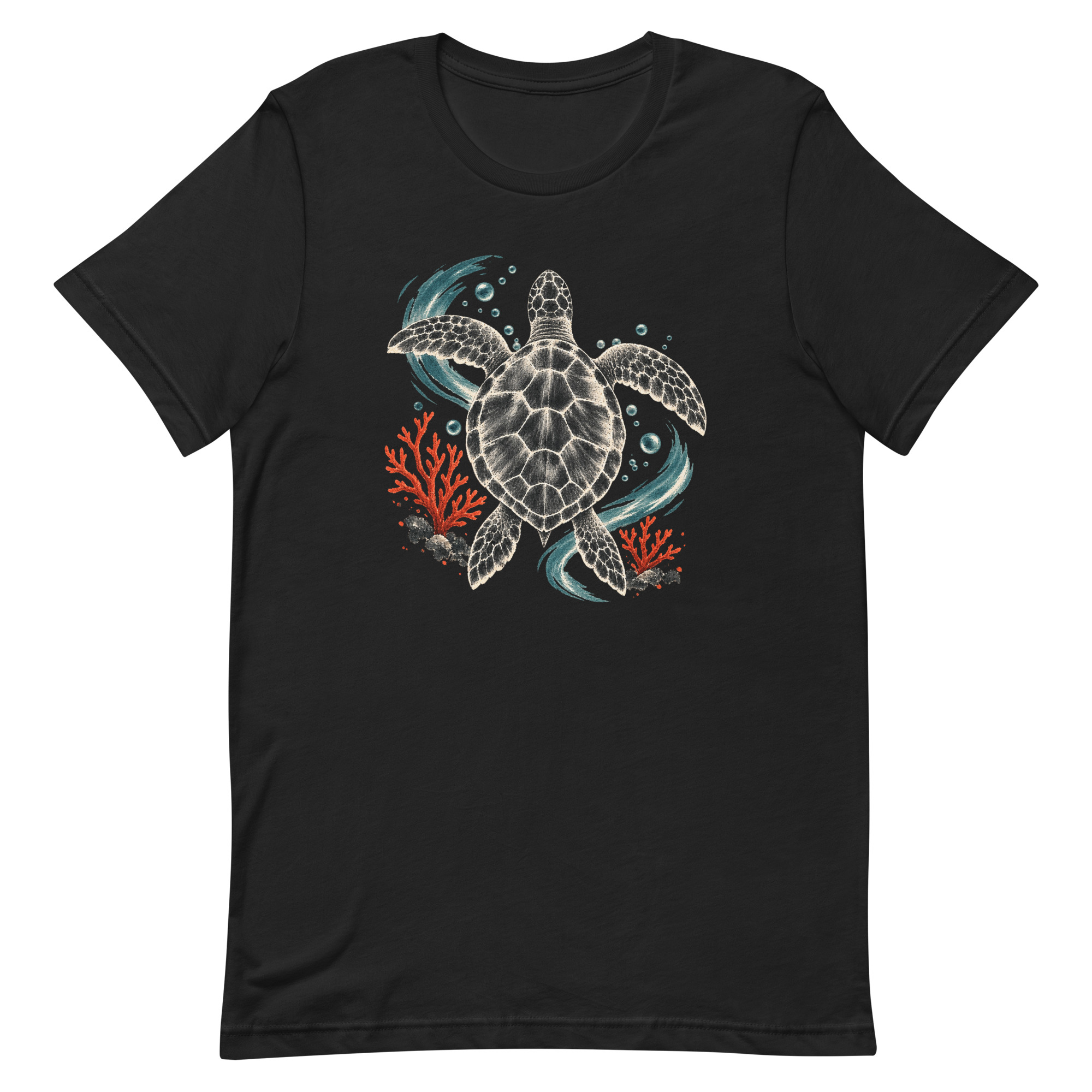 Gyotaku Sea Turtle Coral Japanese Print Art, Japanese Art Tee, Mythology Gift - Image 77