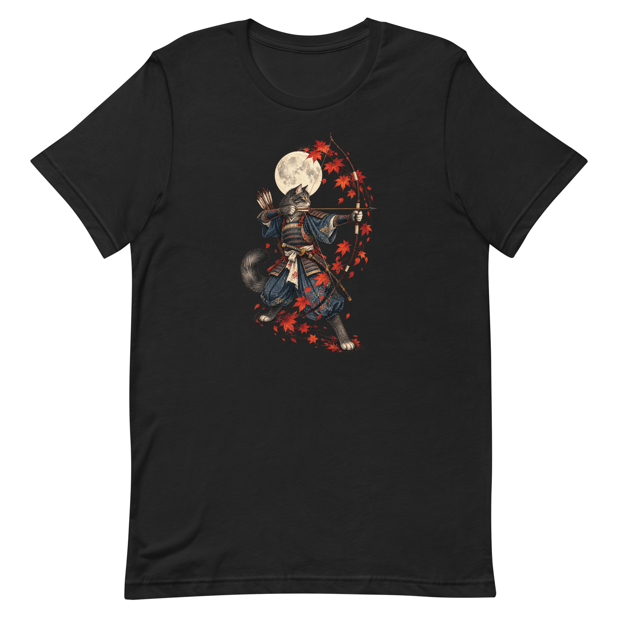 Samurai Cat Archer Maple Moon Japanese Art, Japanese Art Tee, Mythology Gift - Image 77