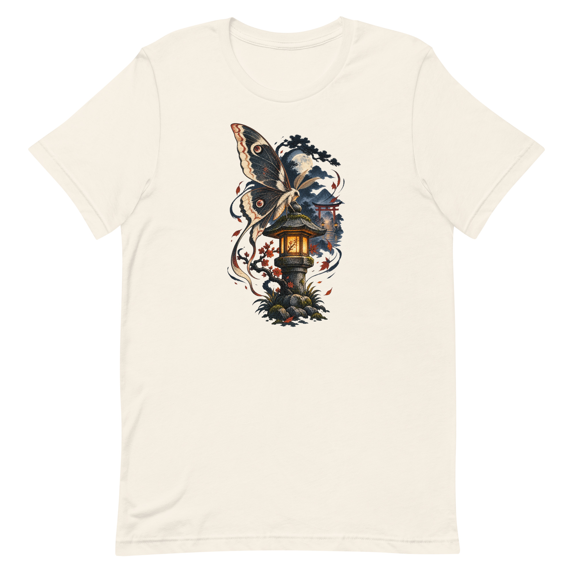 Japanese Moth Lantern Shrine Night Yokai Art T-Shirt - Image 65
