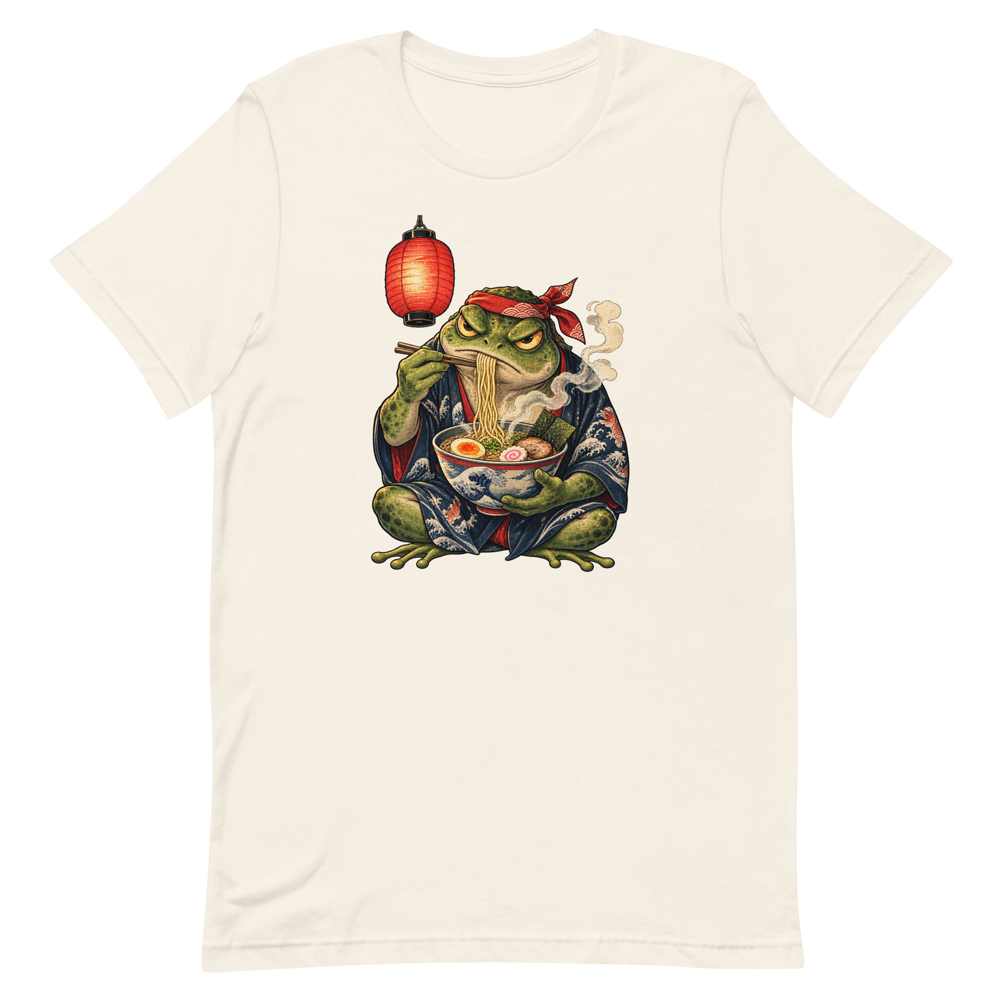 Grumpy Frog Ramen Lantern Japanese Ink Art T-Shirt - Image 67